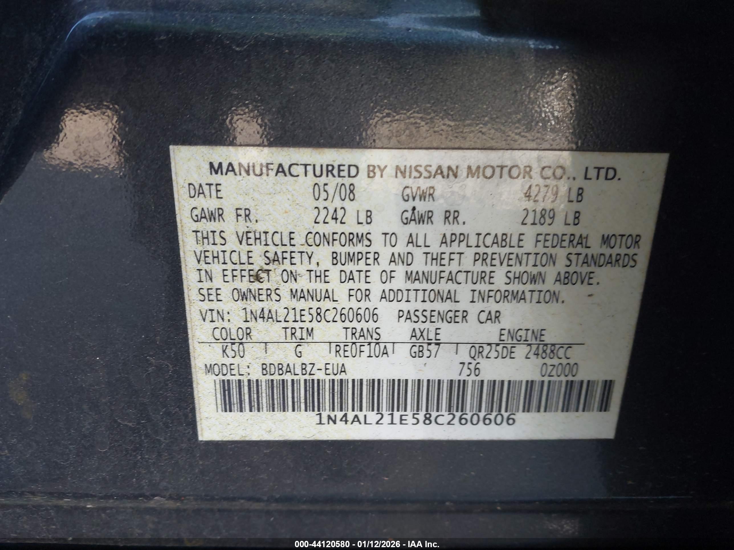 NISSAN ALTIMA image 9