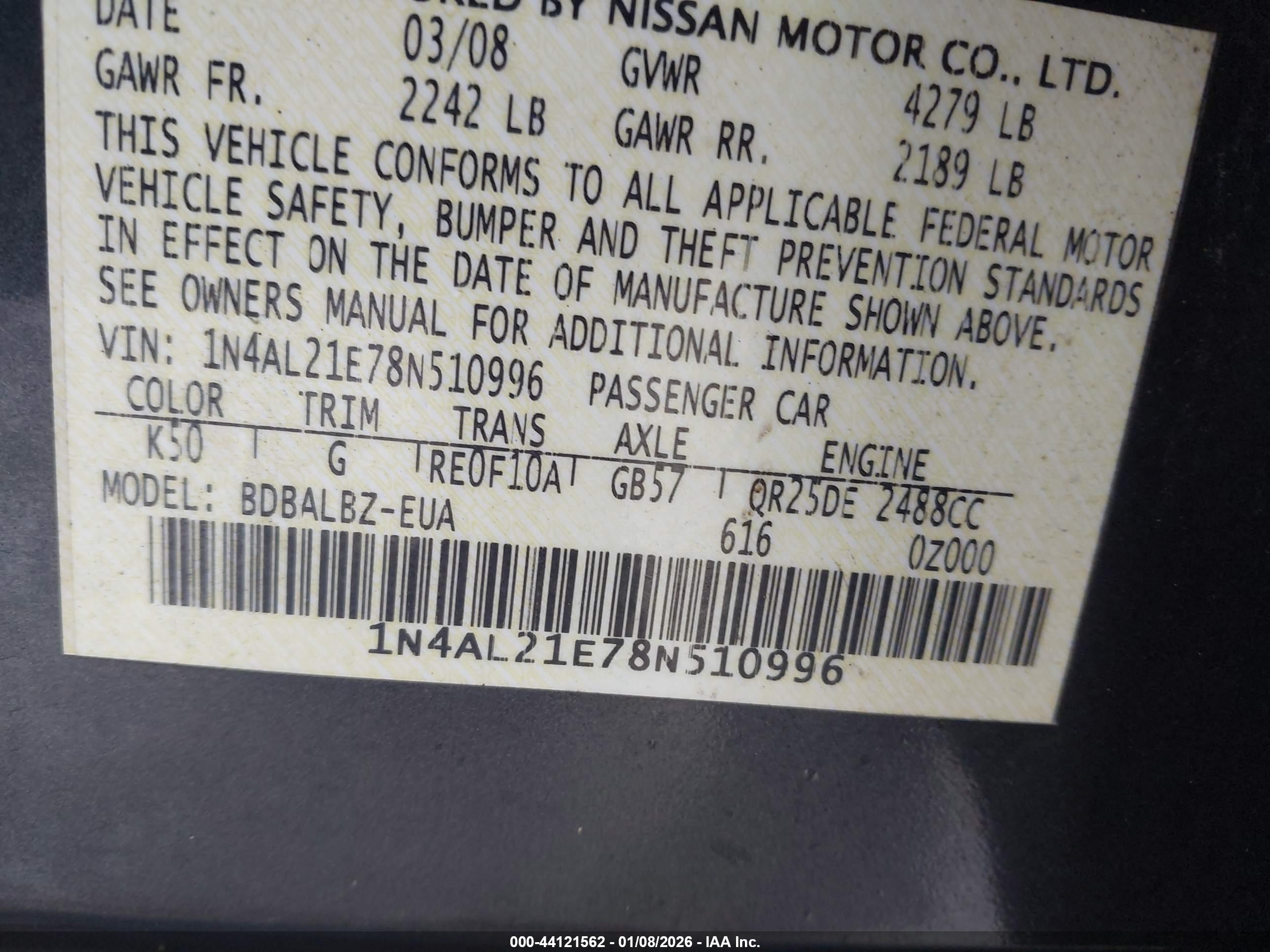 NISSAN ALTIMA image 9