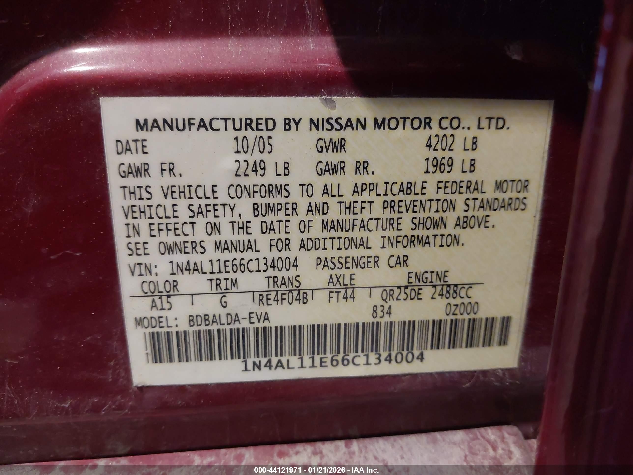NISSAN ALTIMA image 9