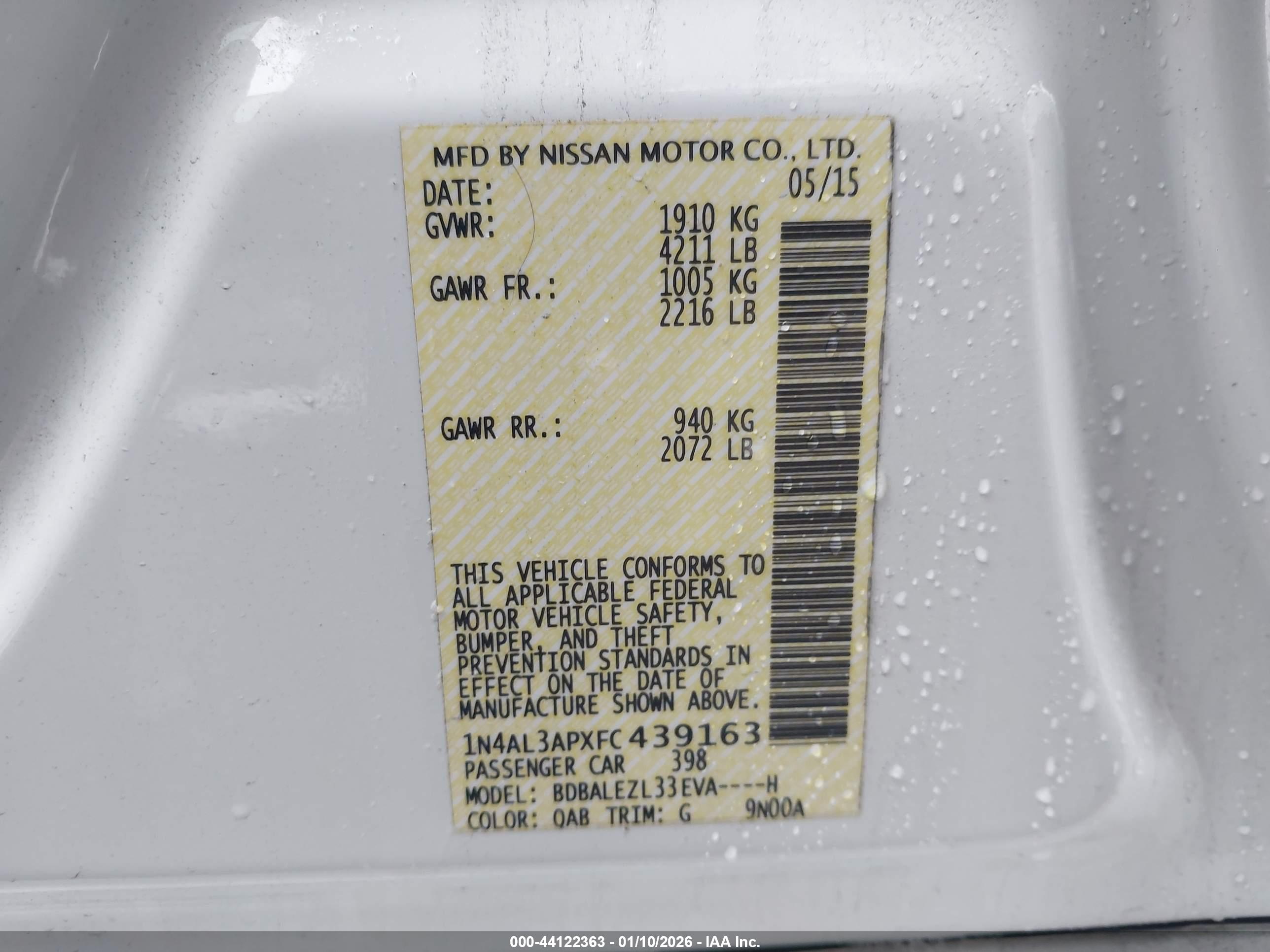 NISSAN ALTIMA image 9