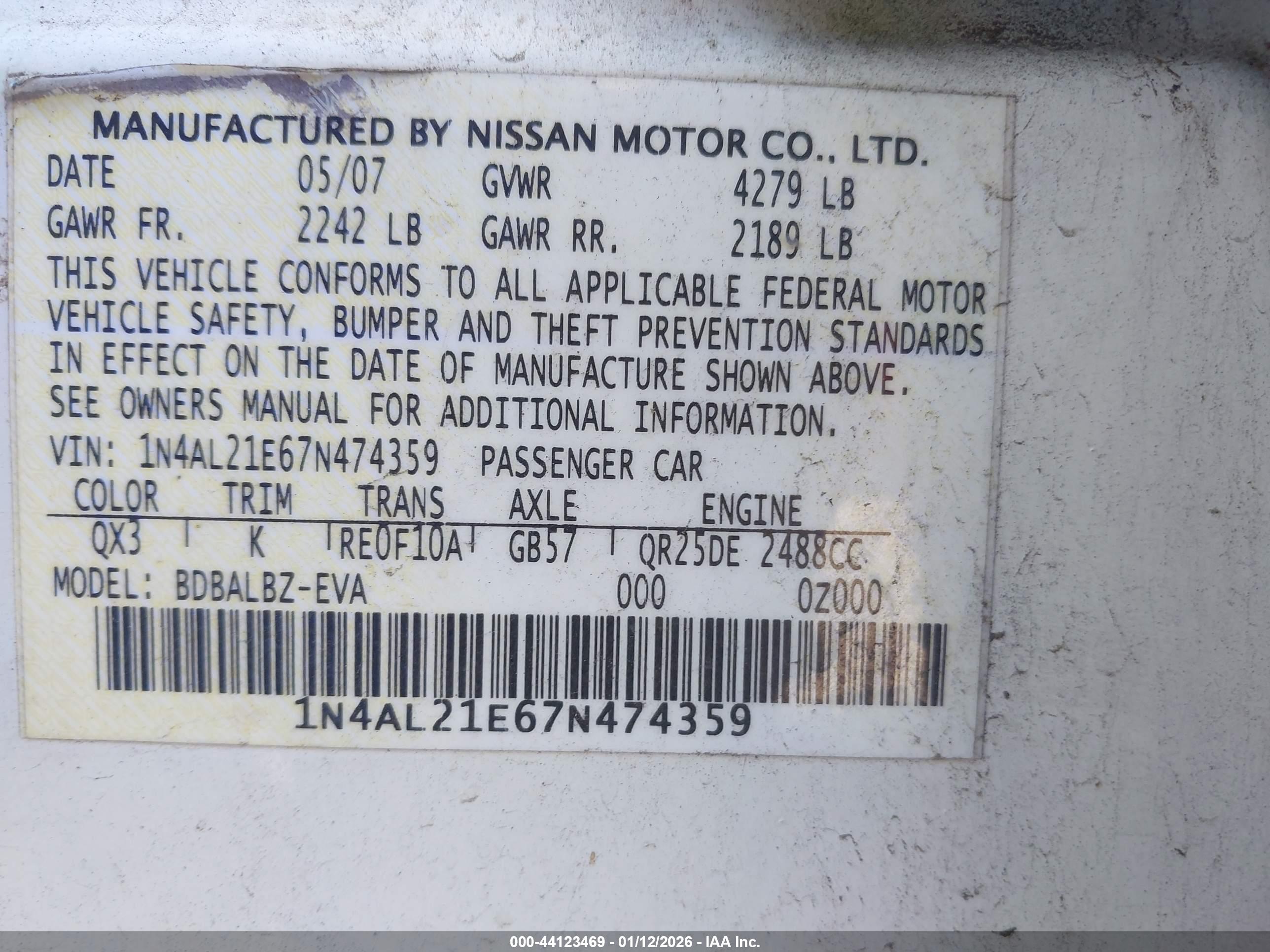 NISSAN ALTIMA image 9