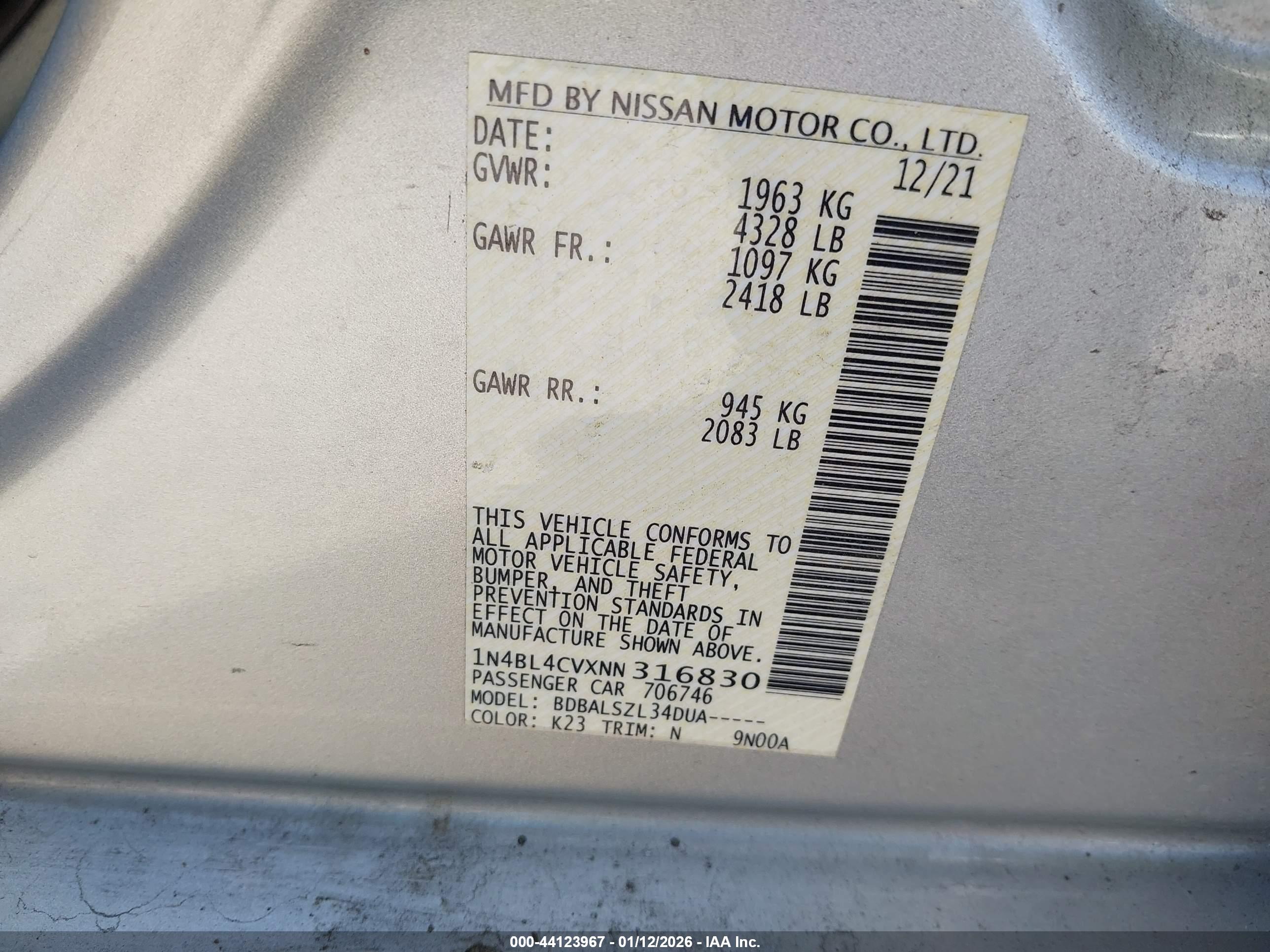 NISSAN ALTIMA image 9