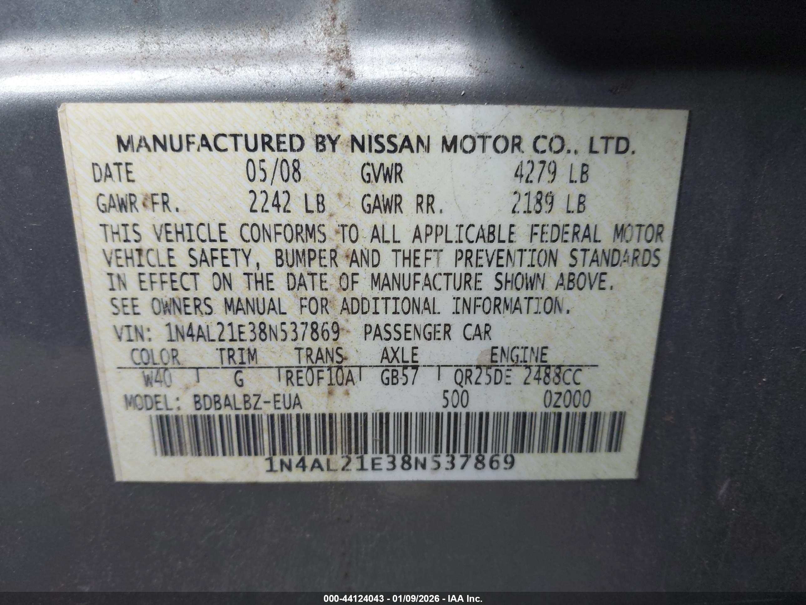 NISSAN ALTIMA image 9