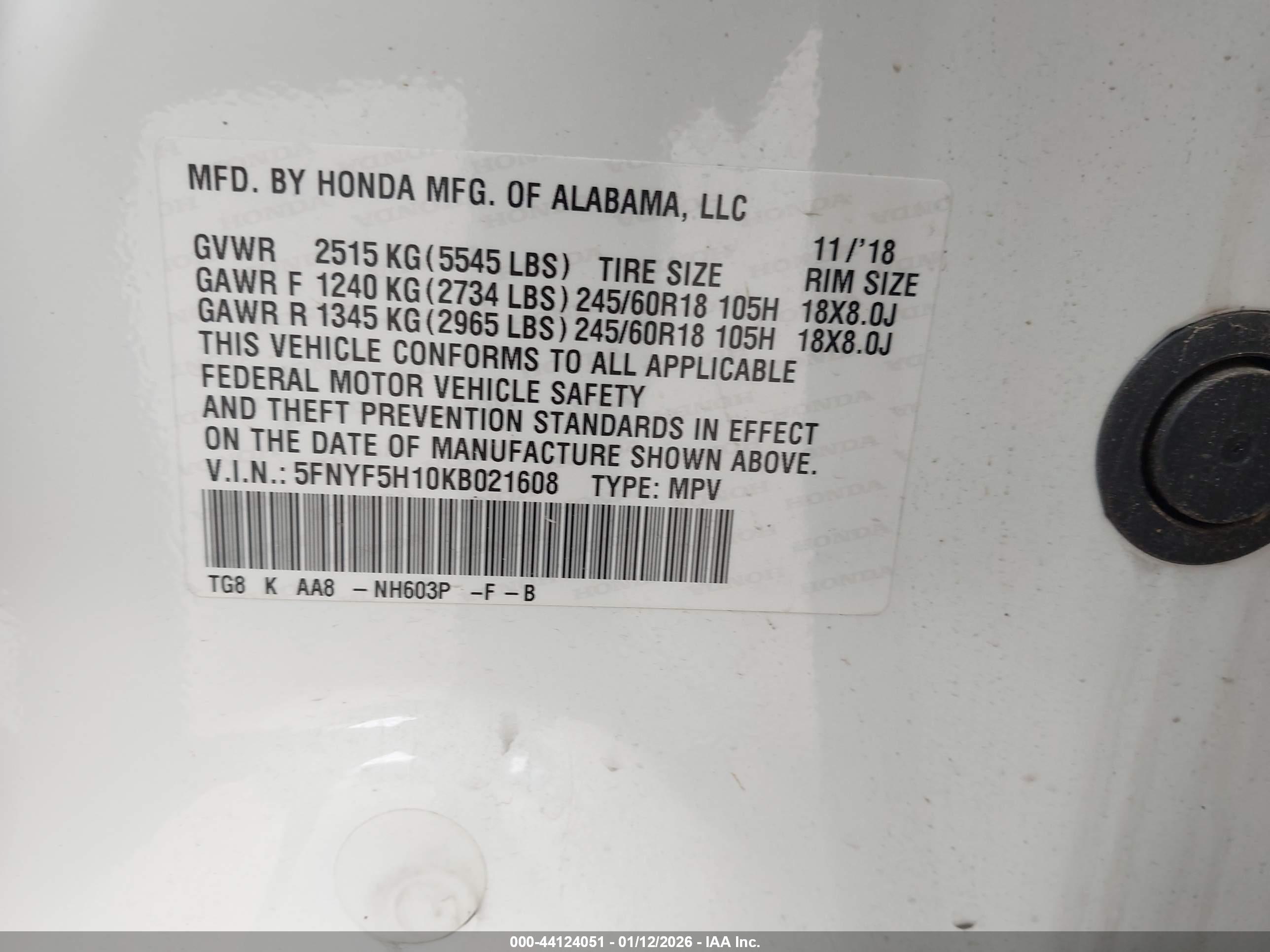 HONDA PILOT image 9