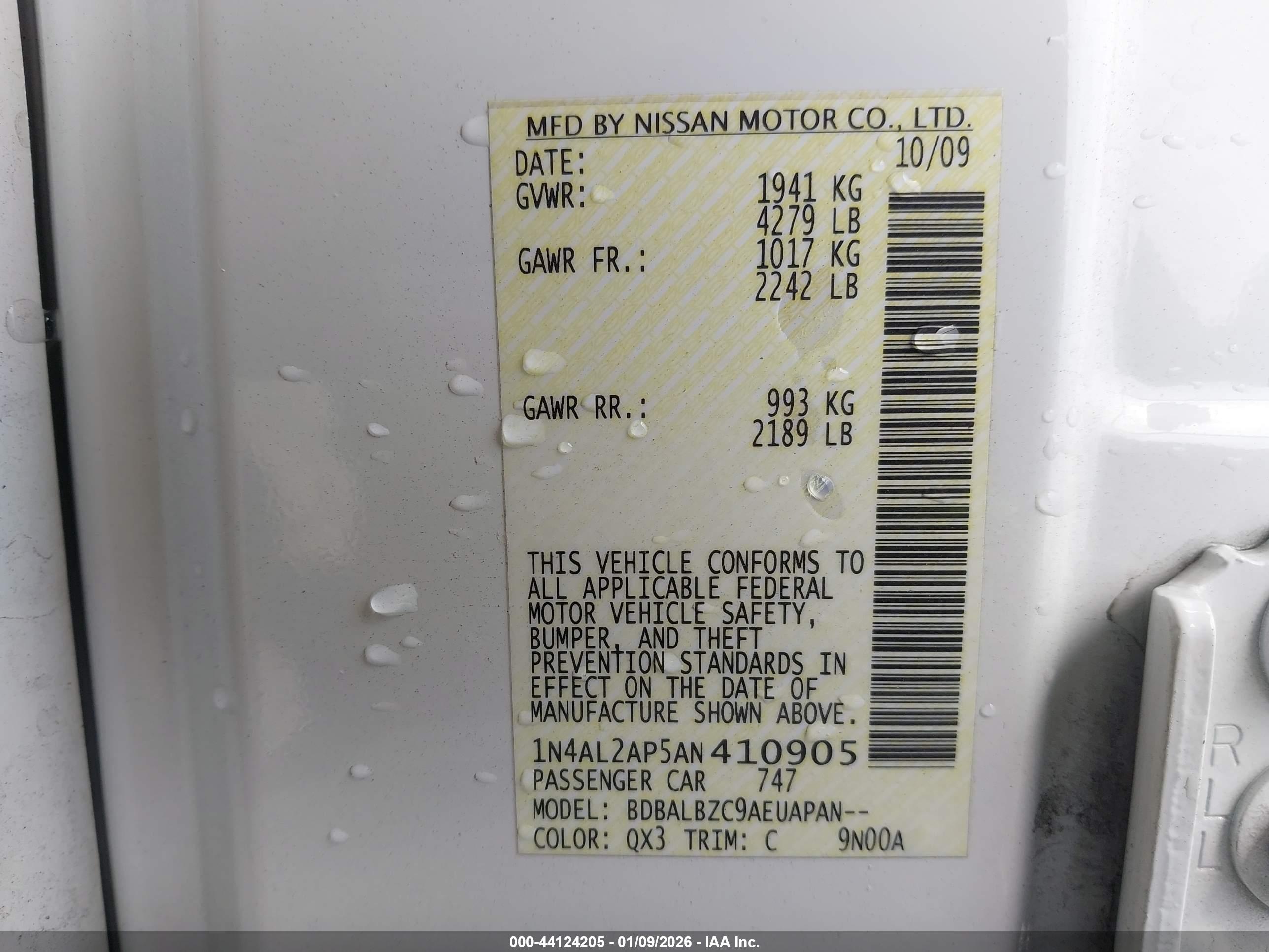 NISSAN ALTIMA image 9