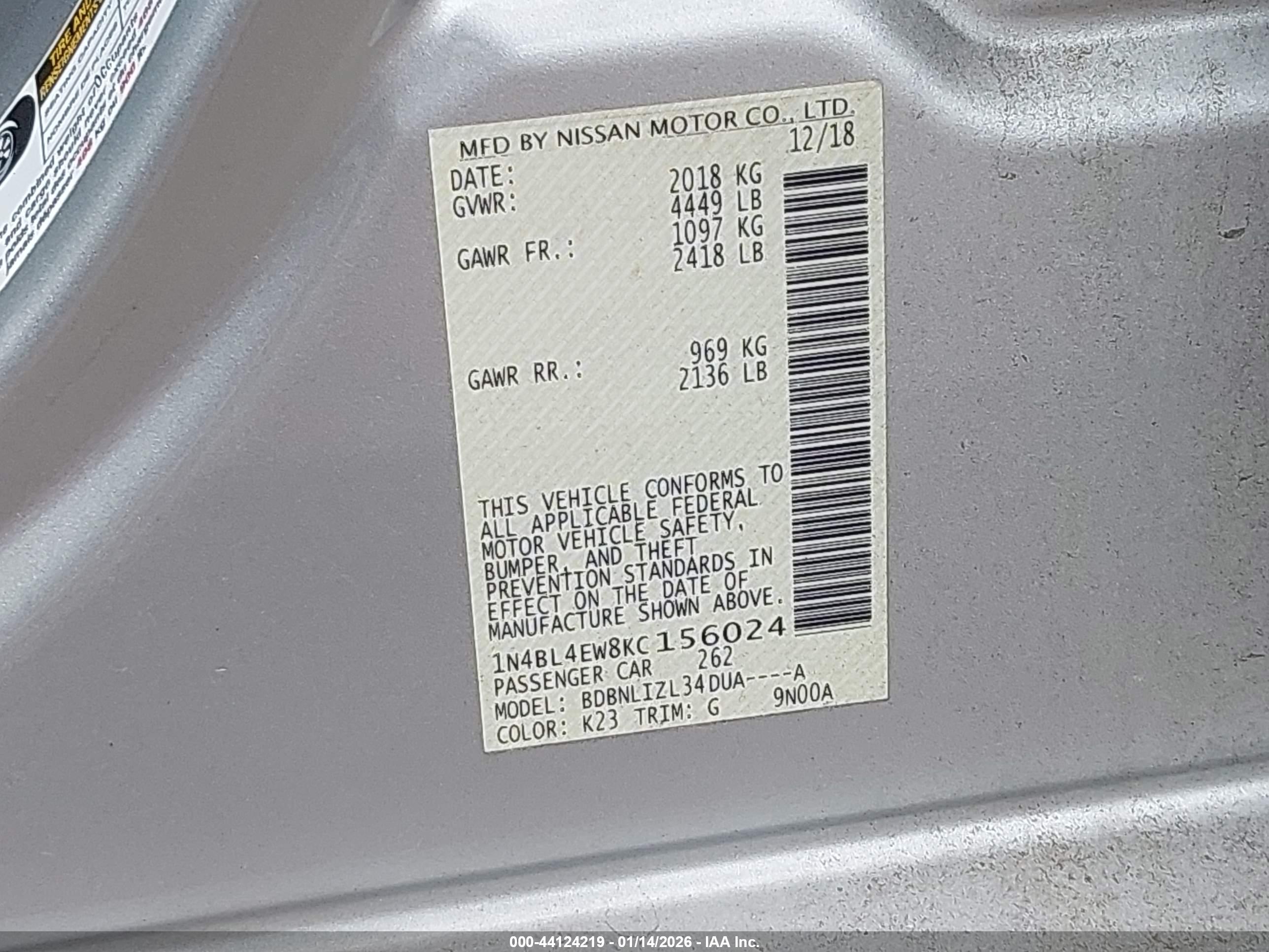 NISSAN ALTIMA image 9