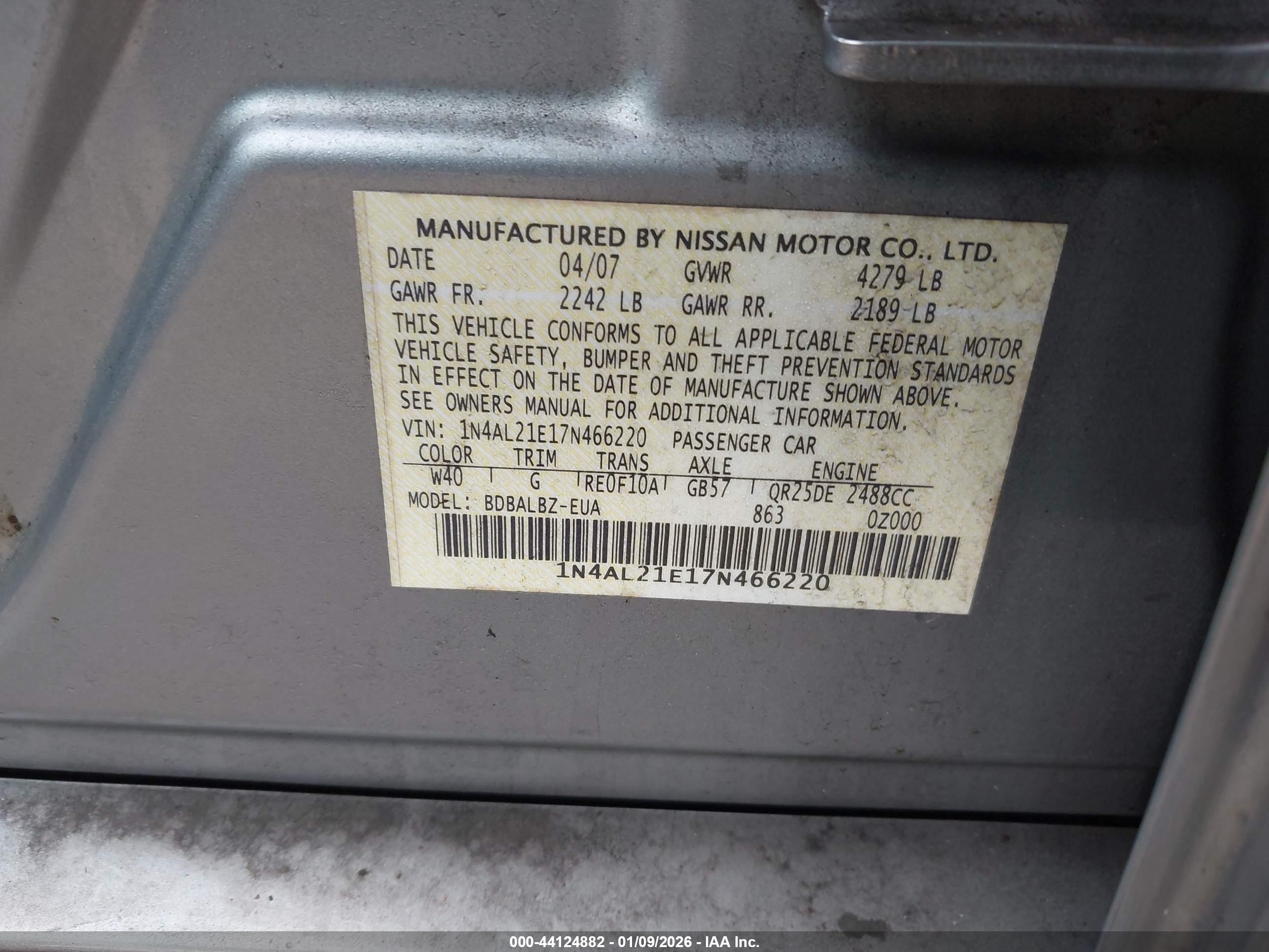 NISSAN ALTIMA image 9