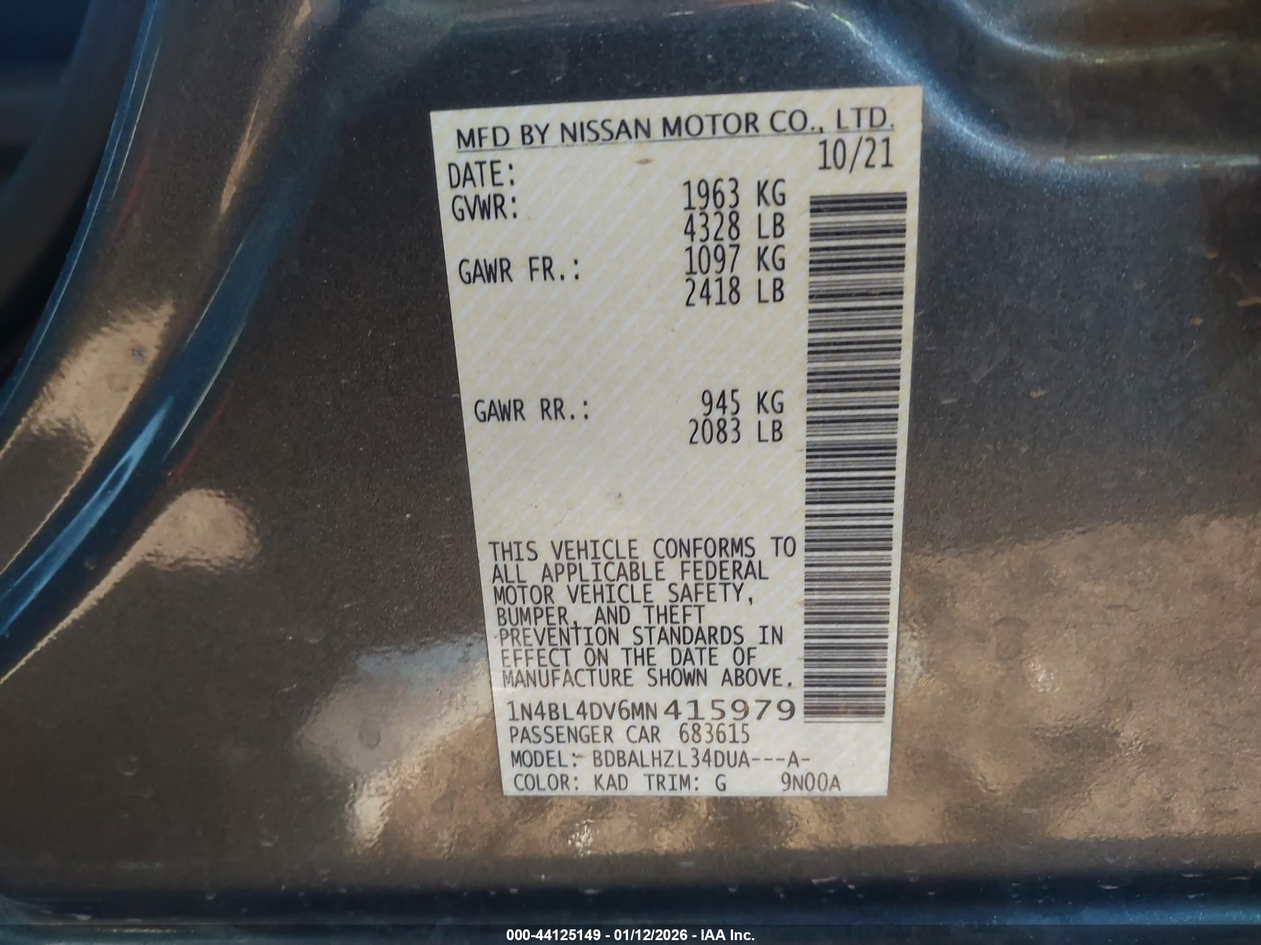 NISSAN ALTIMA image 9