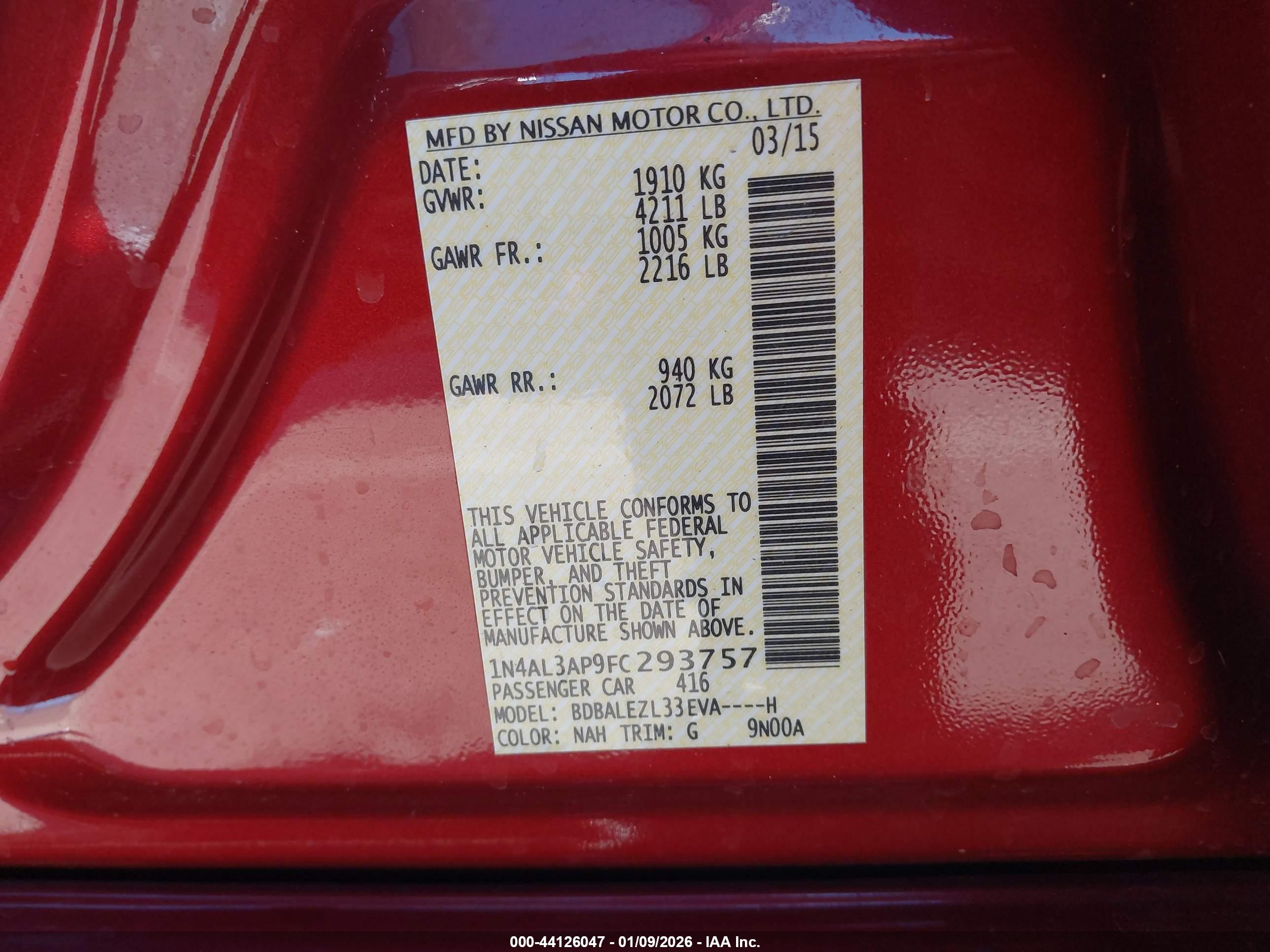 NISSAN ALTIMA image 9