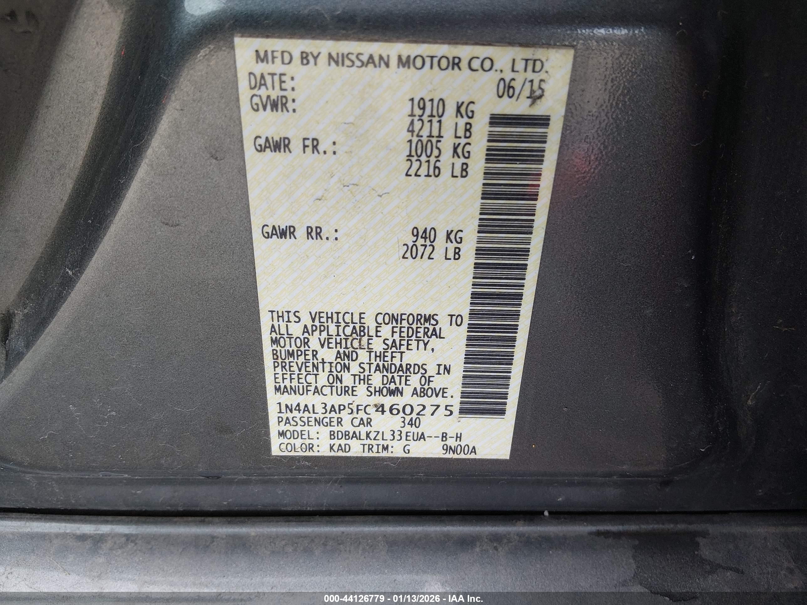 NISSAN ALTIMA image 9