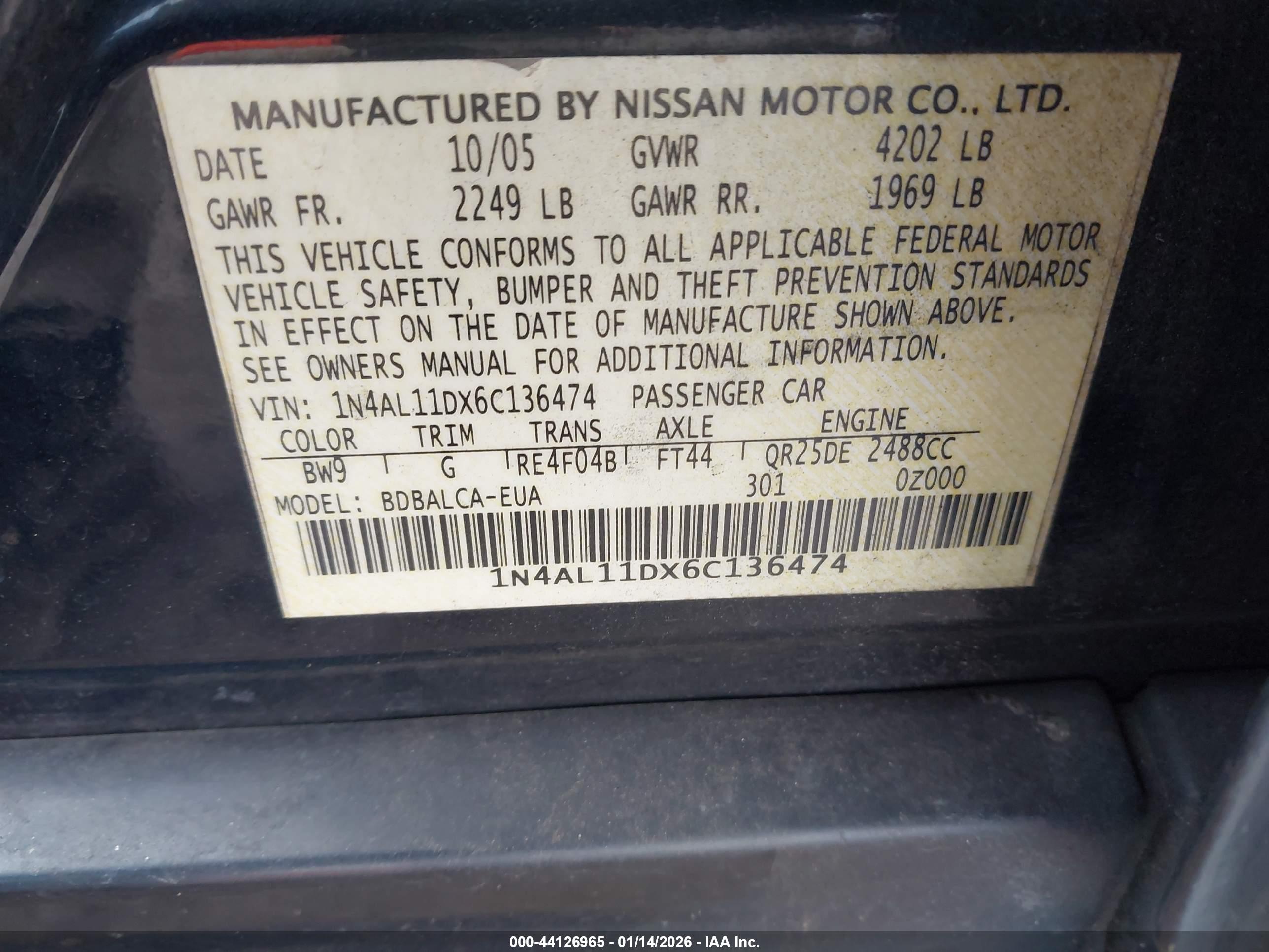 NISSAN ALTIMA image 9