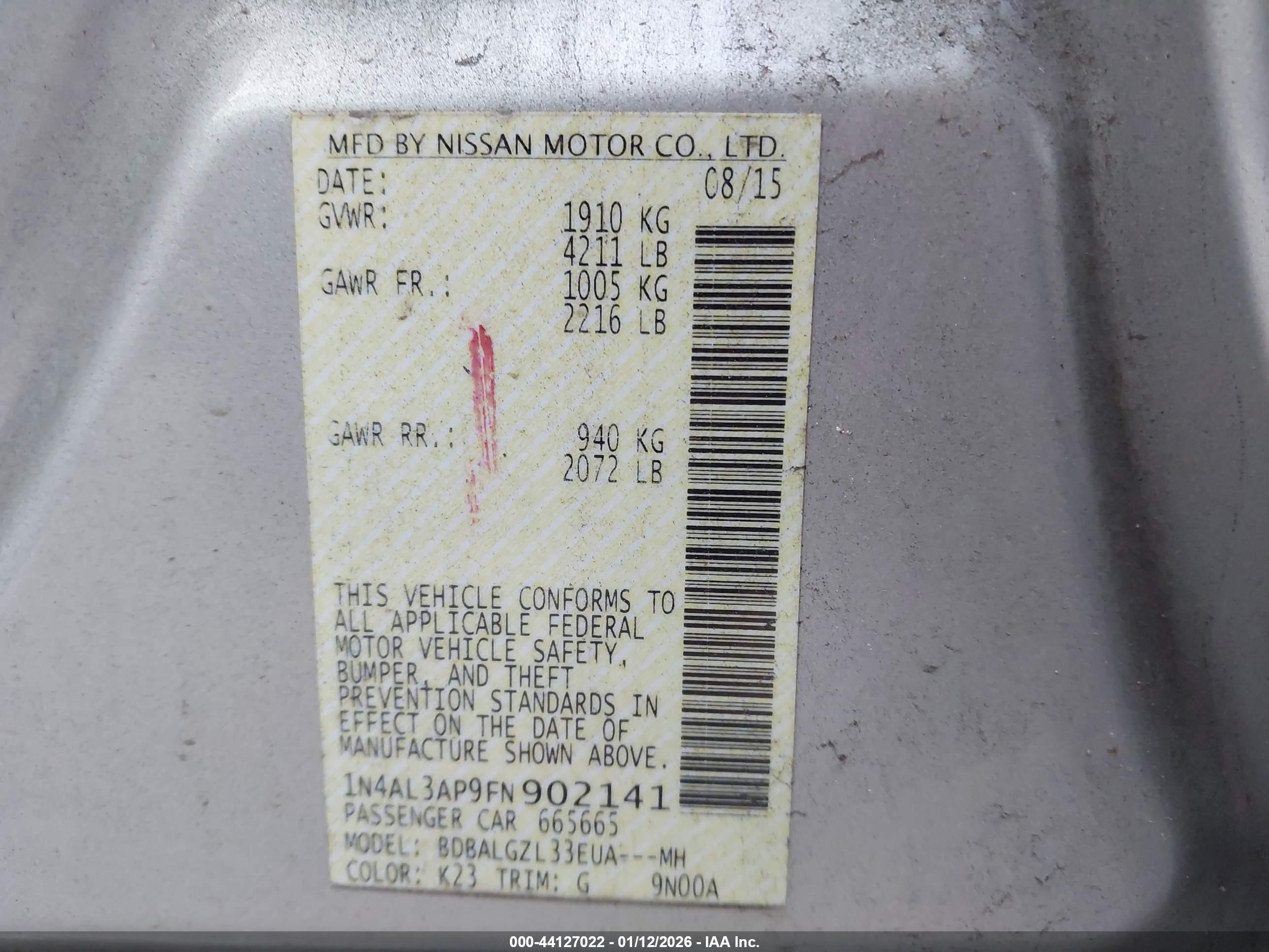 NISSAN ALTIMA image 9