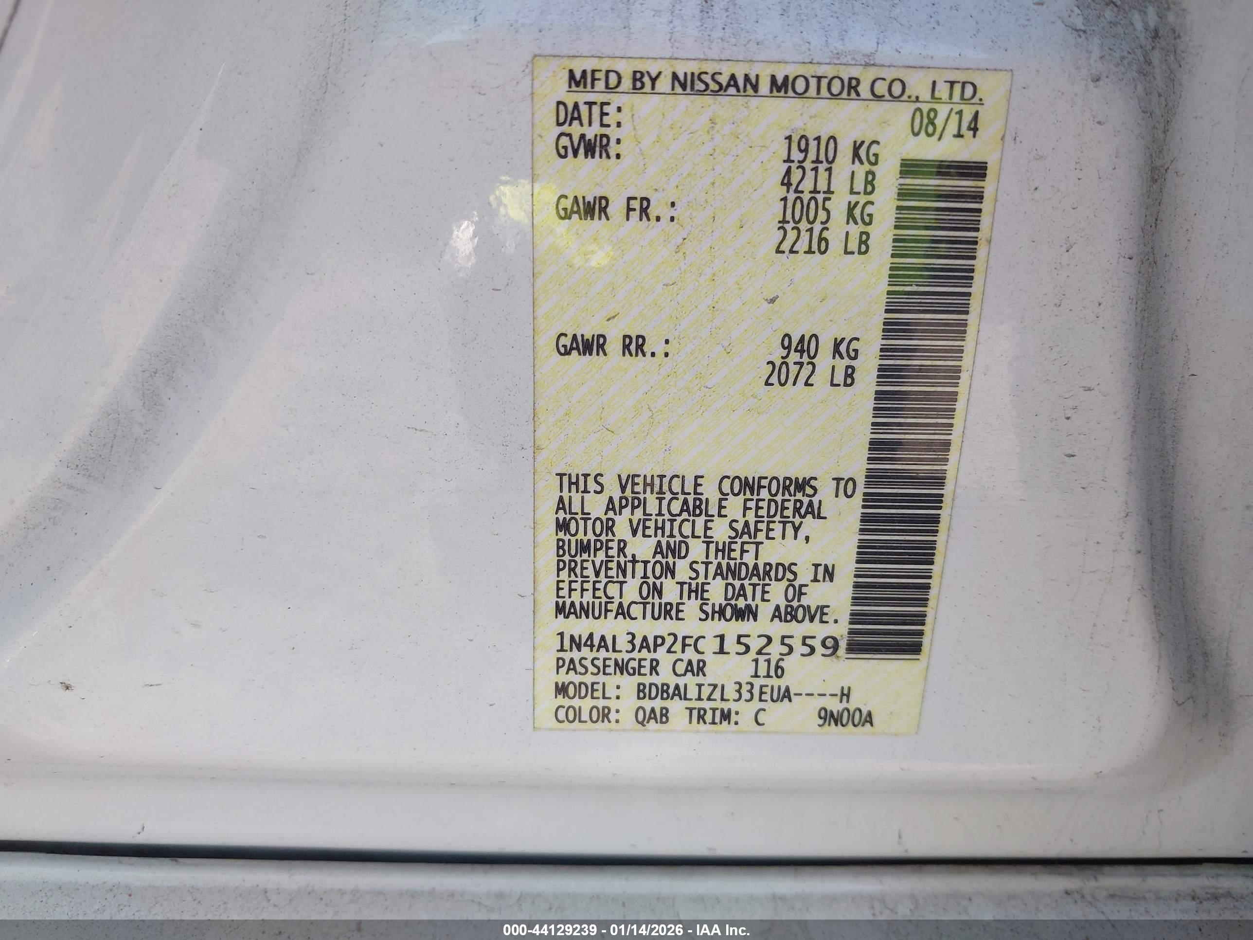 NISSAN ALTIMA image 9
