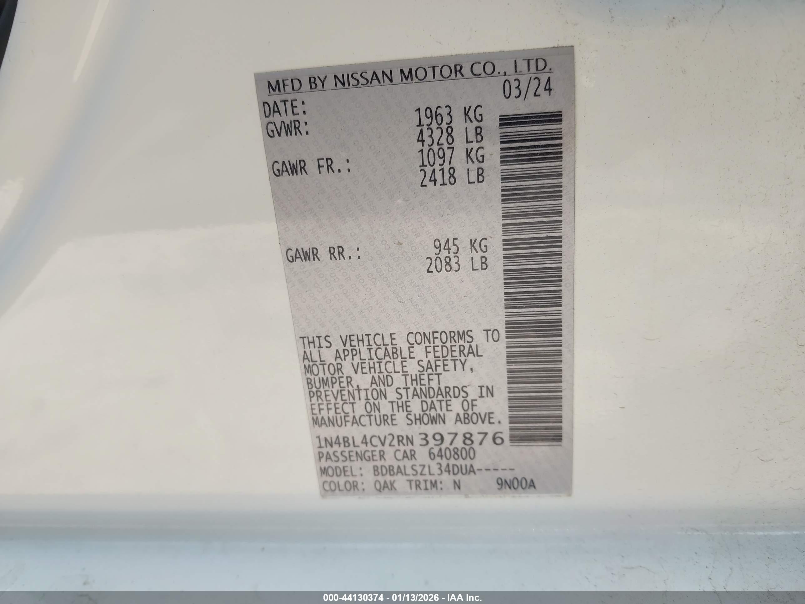 NISSAN ALTIMA image 9
