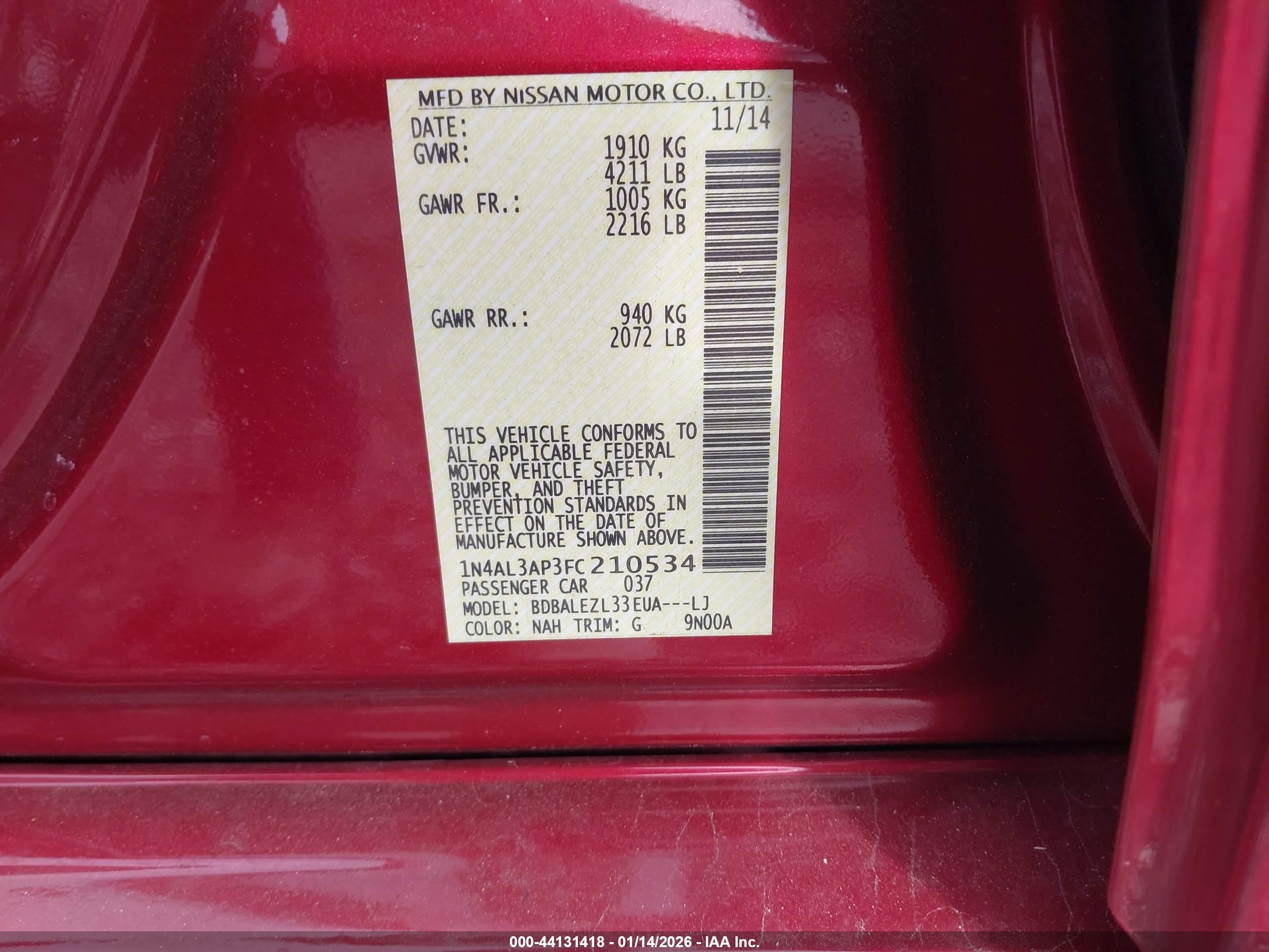 NISSAN ALTIMA image 9