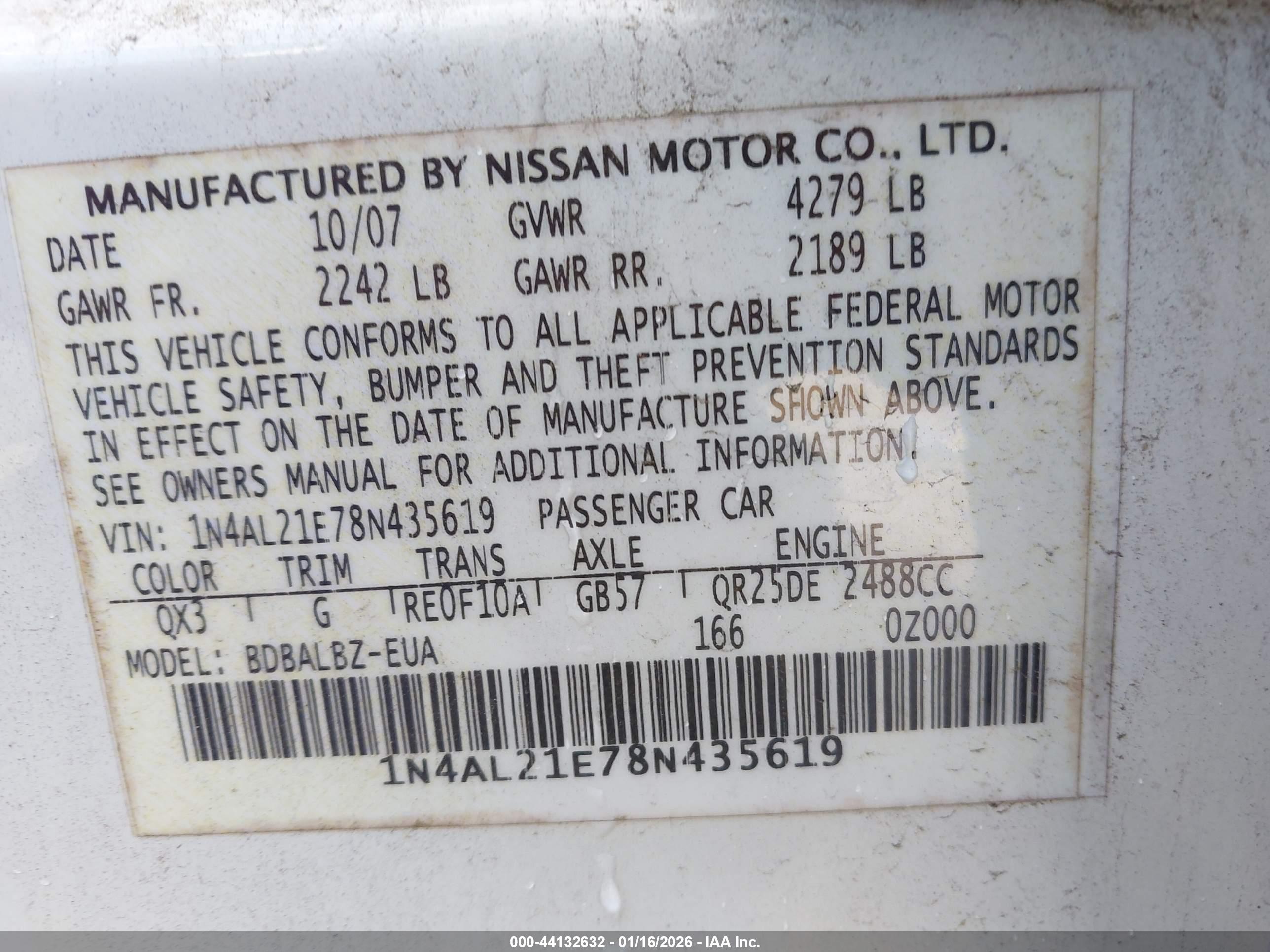 NISSAN ALTIMA image 9