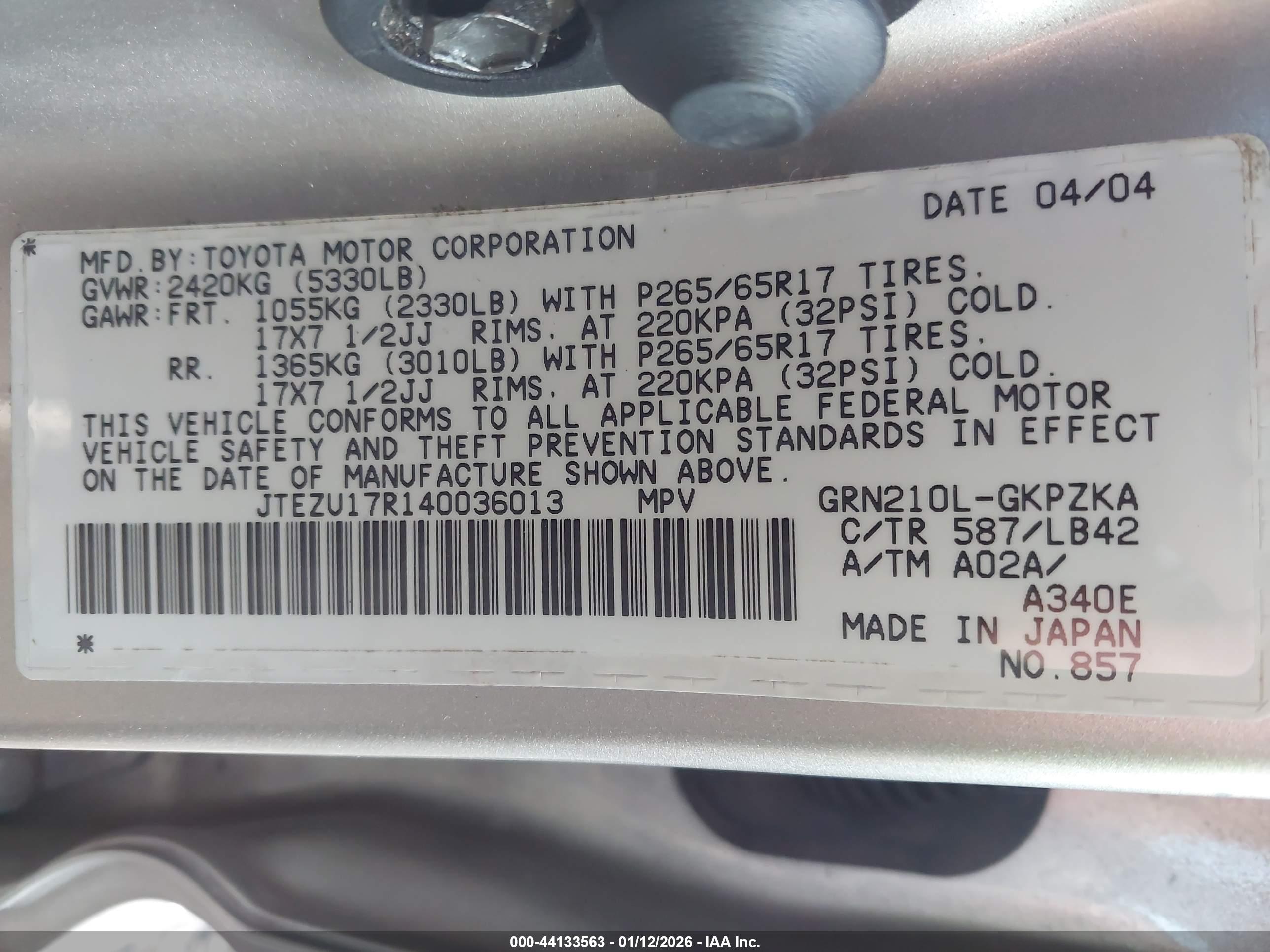 TOYOTA 4RUNNER image 9
