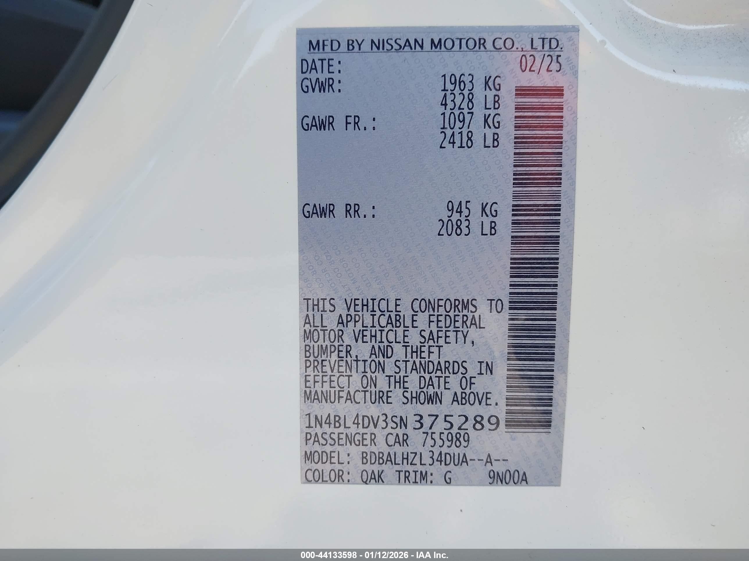 NISSAN ALTIMA image 9