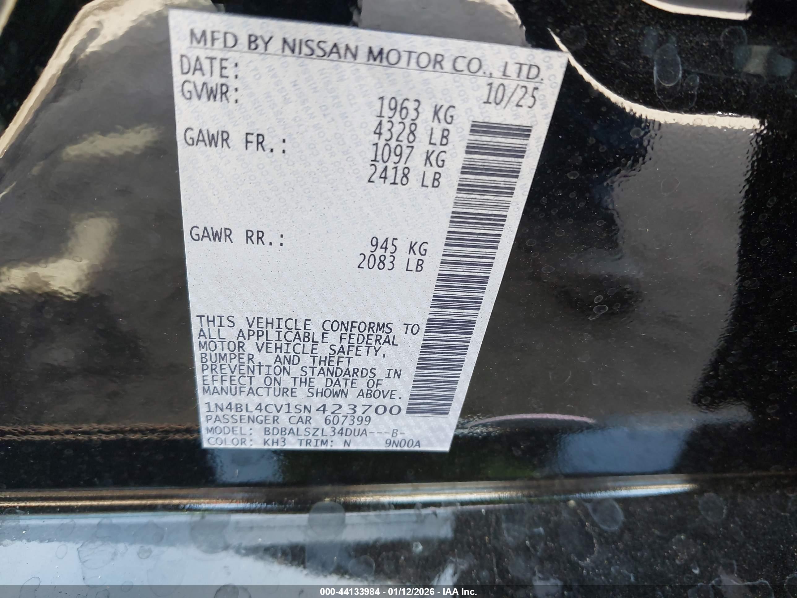 NISSAN ALTIMA image 9