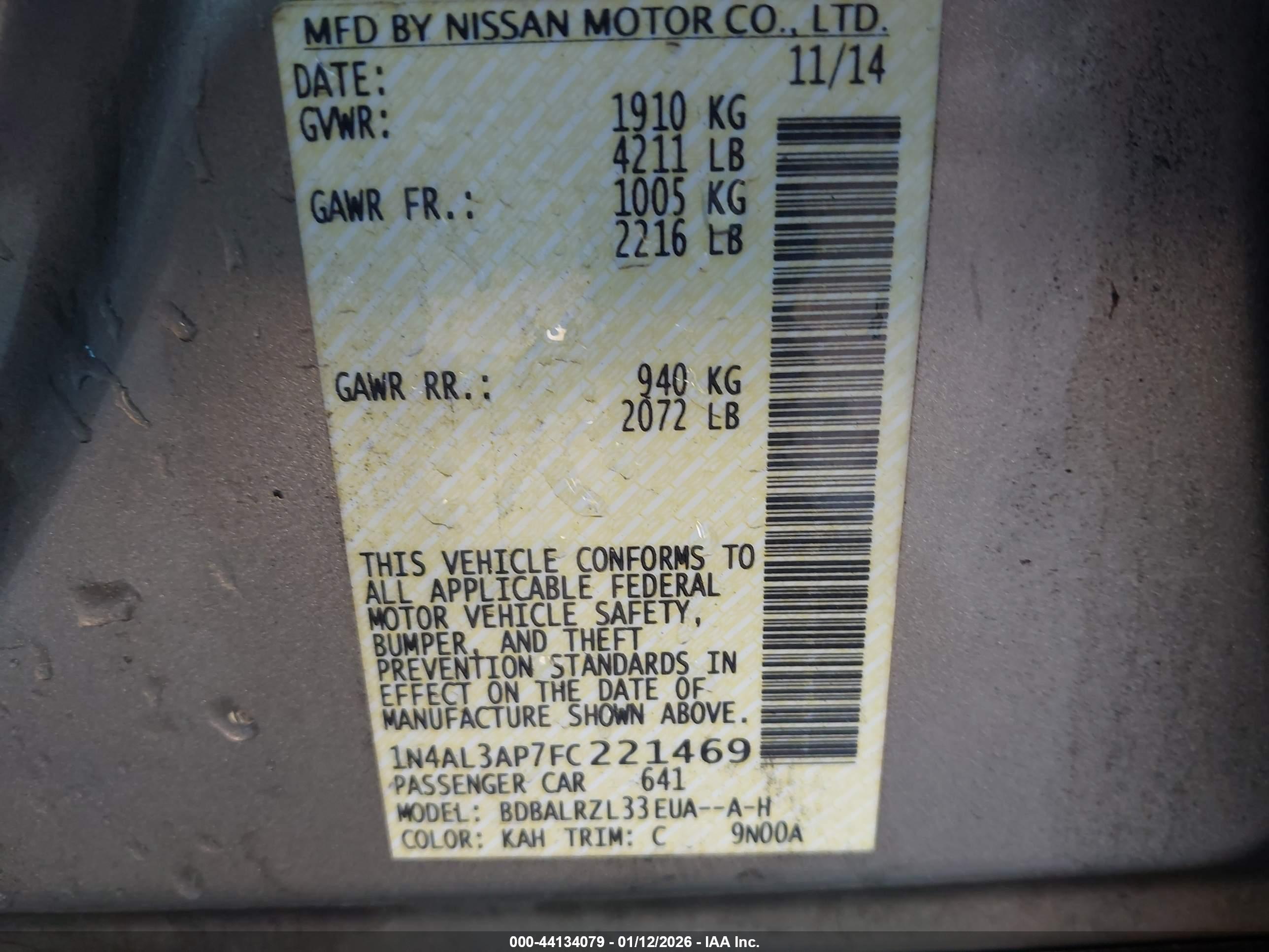 NISSAN ALTIMA image 9
