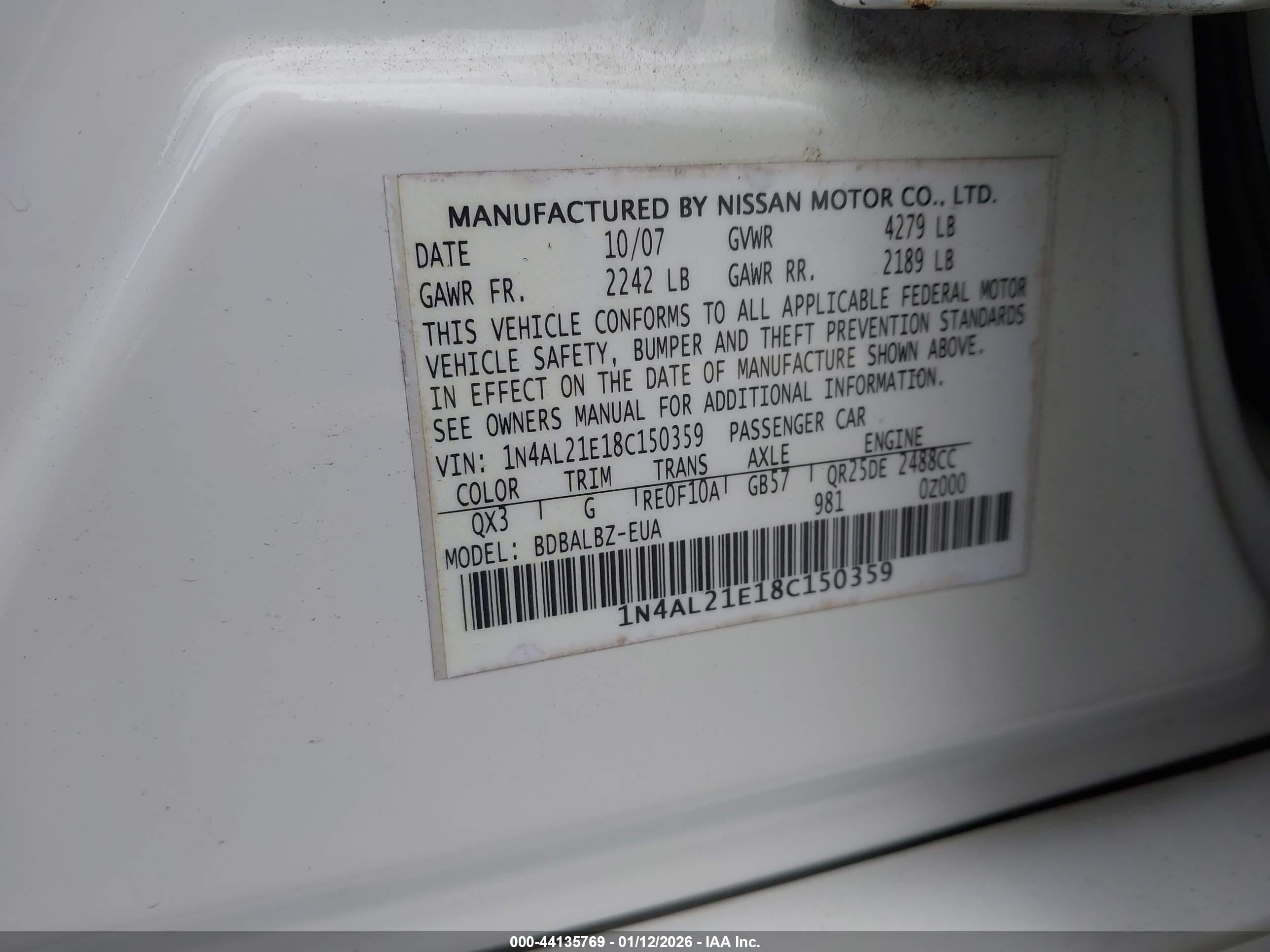 NISSAN ALTIMA image 9