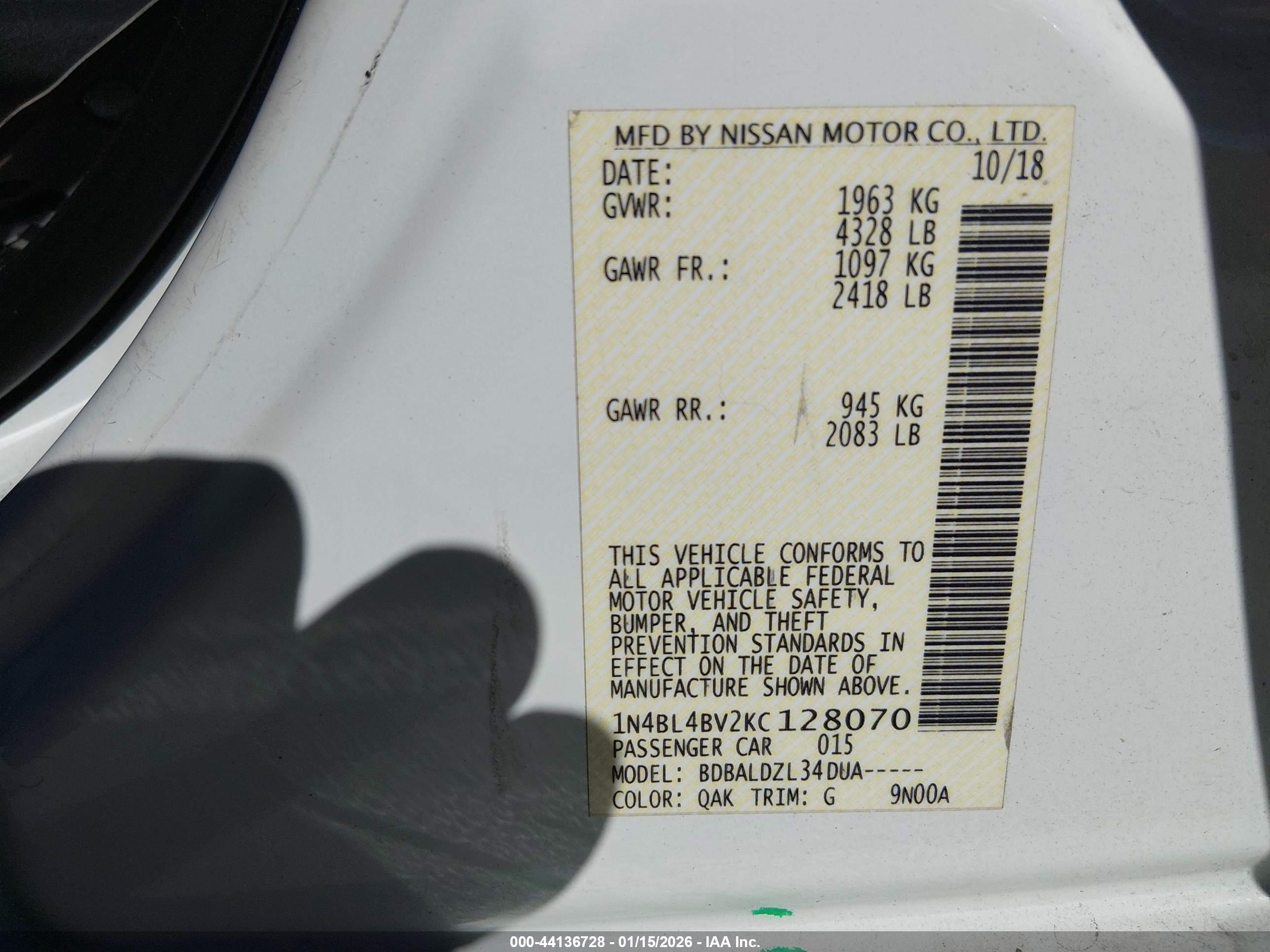 NISSAN ALTIMA image 9