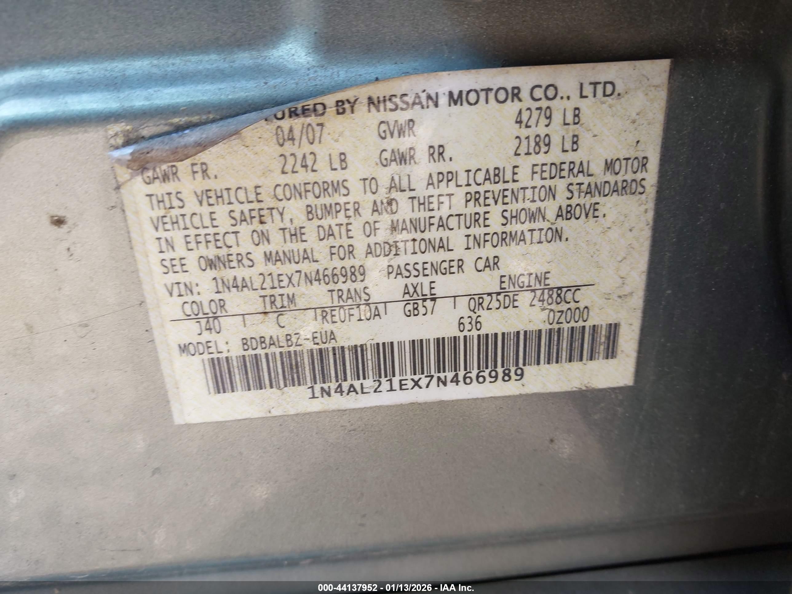 NISSAN ALTIMA image 9