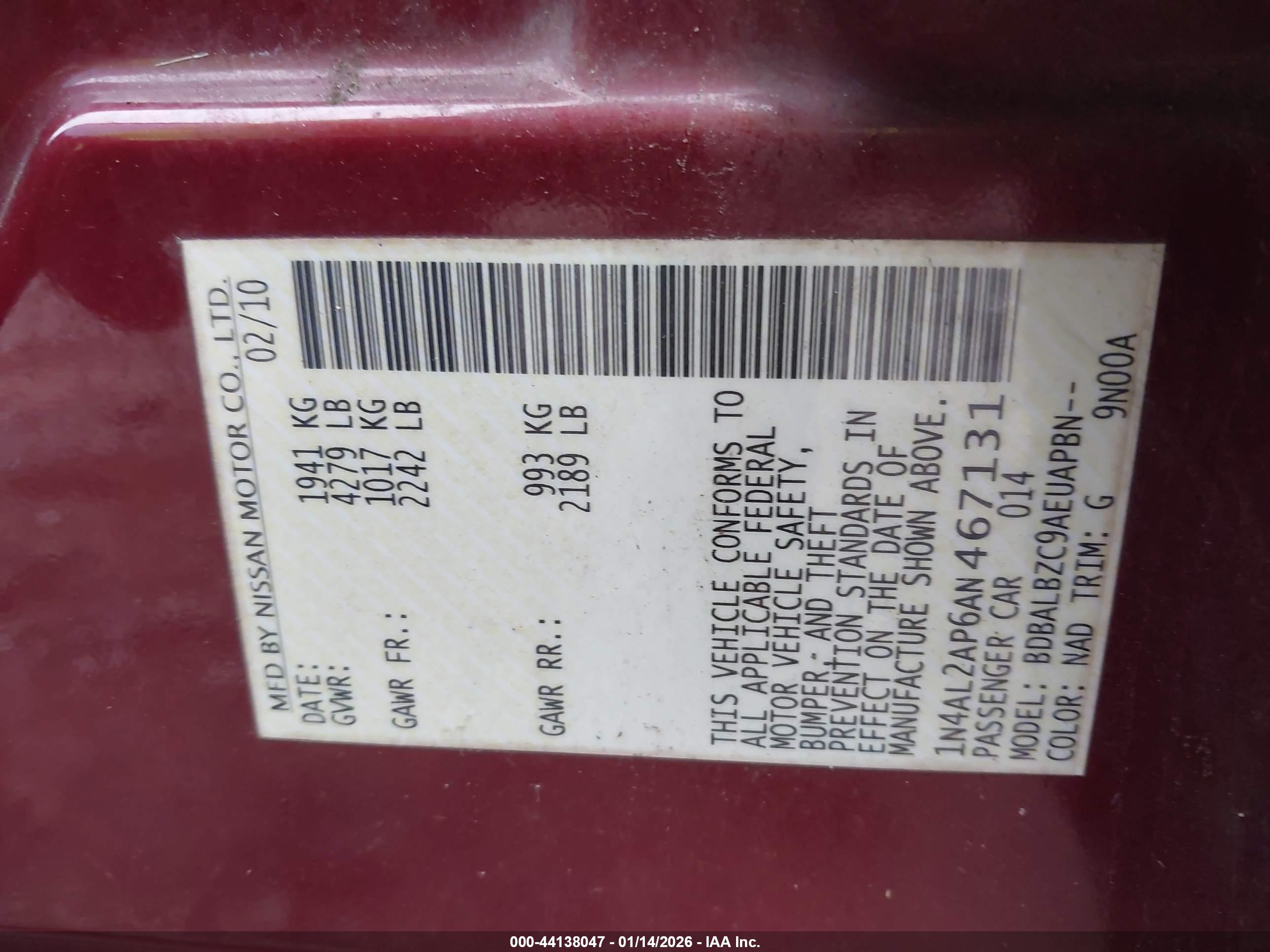 NISSAN ALTIMA image 9
