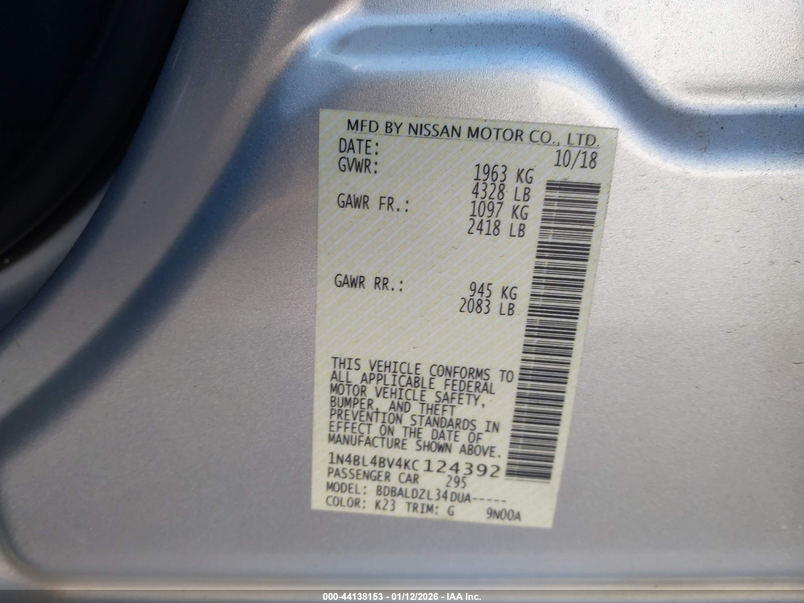 NISSAN ALTIMA image 9