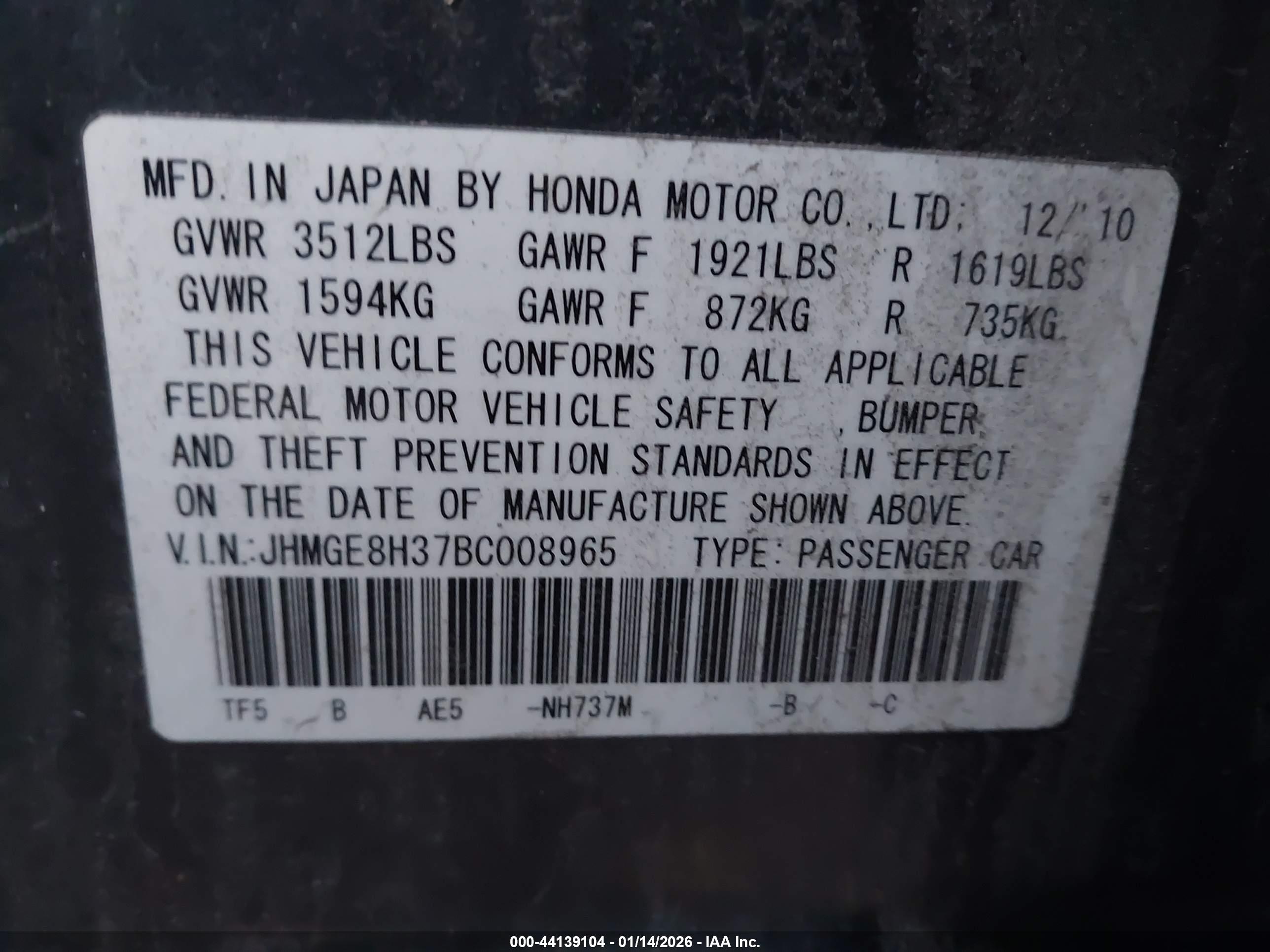 HONDA FIT image 9