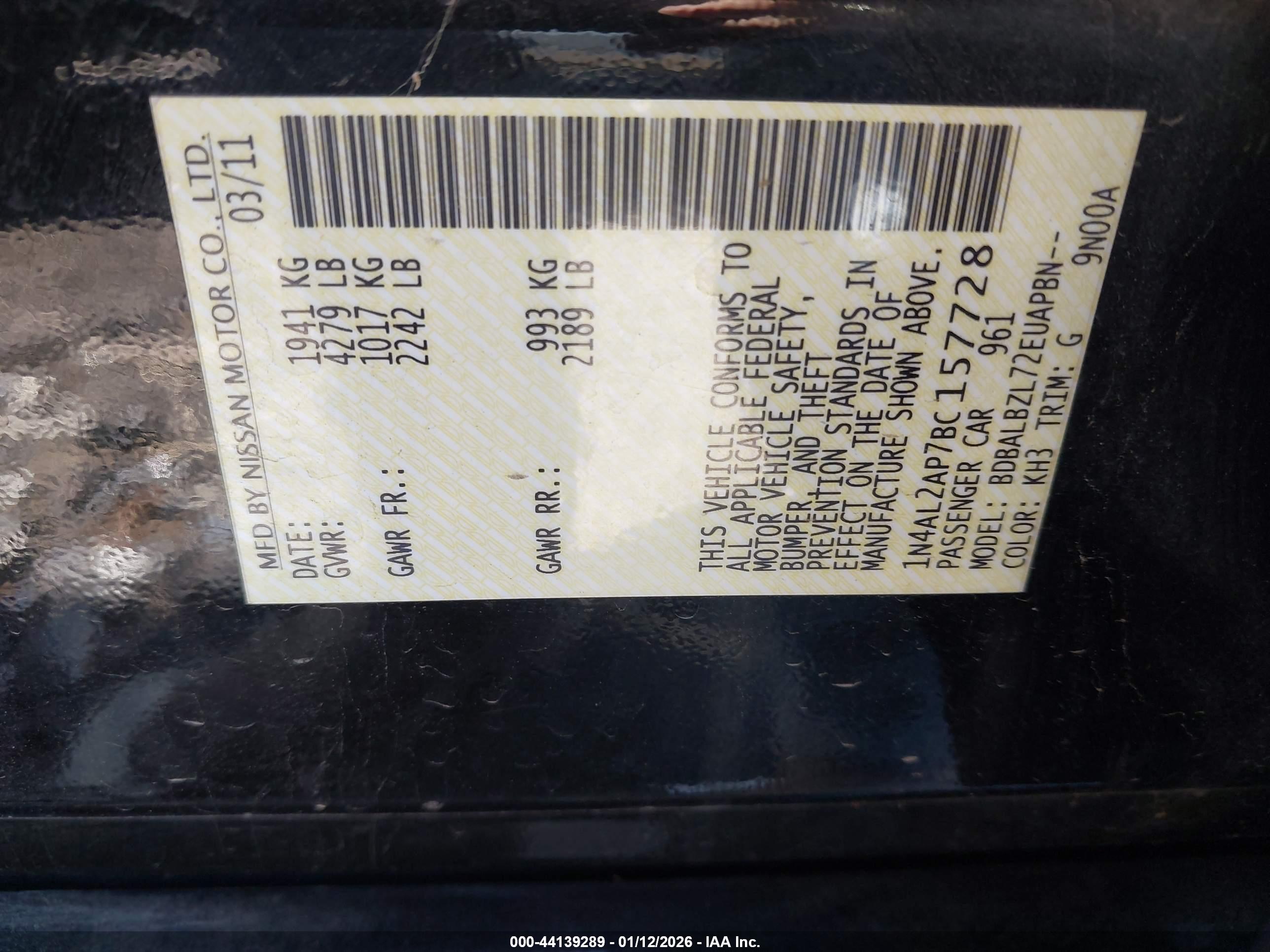 NISSAN ALTIMA image 9