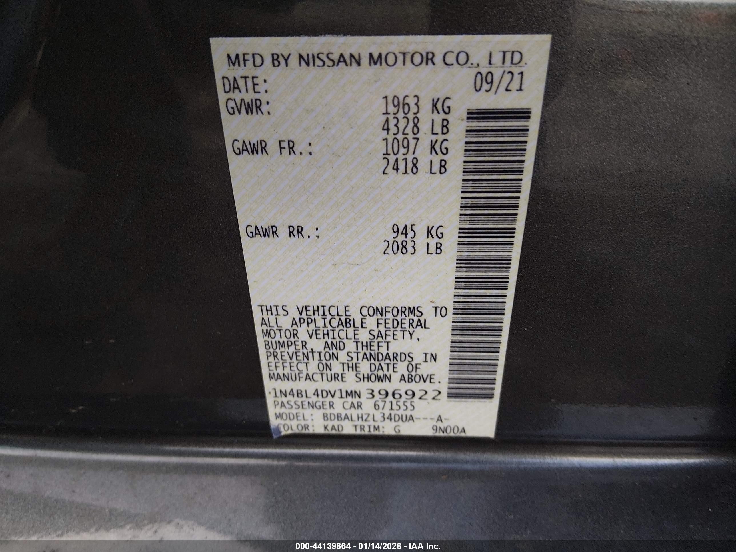 NISSAN ALTIMA image 9