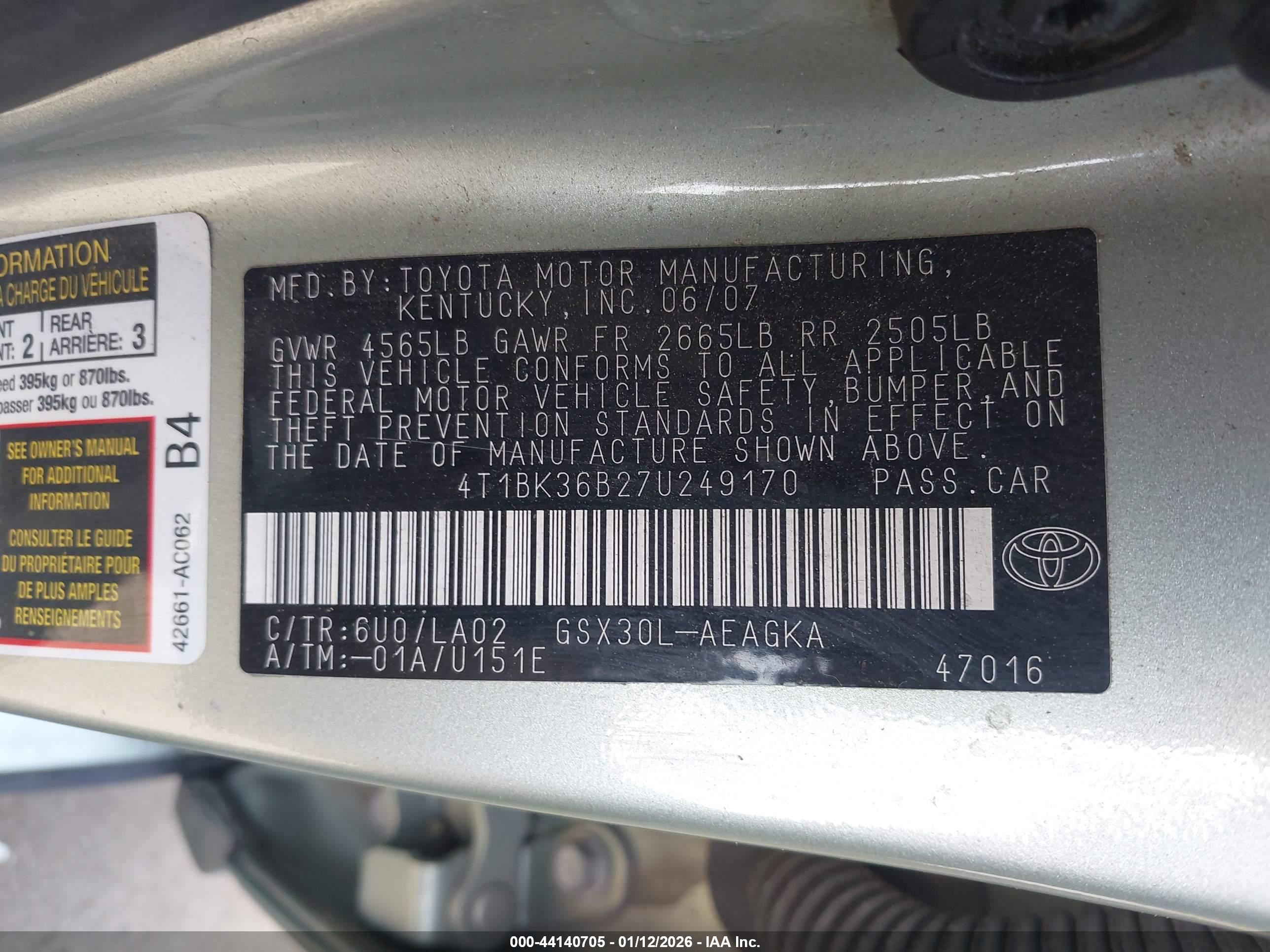 TOYOTA AVALON image 9
