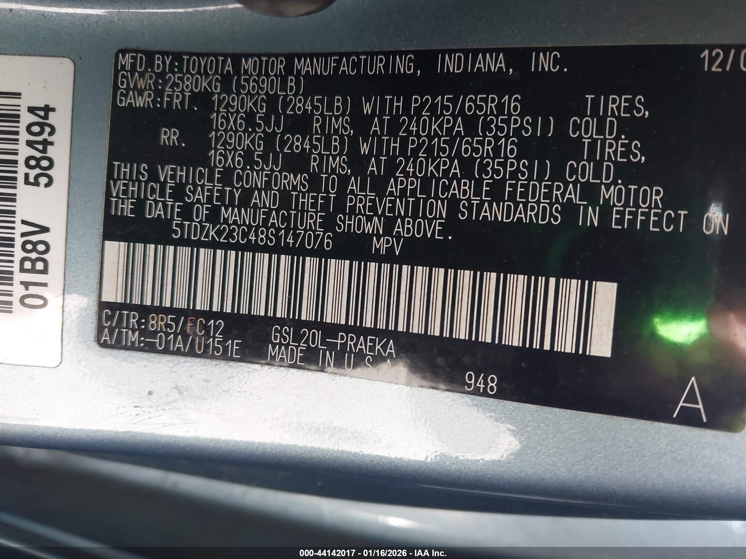 TOYOTA SIENNA image 9