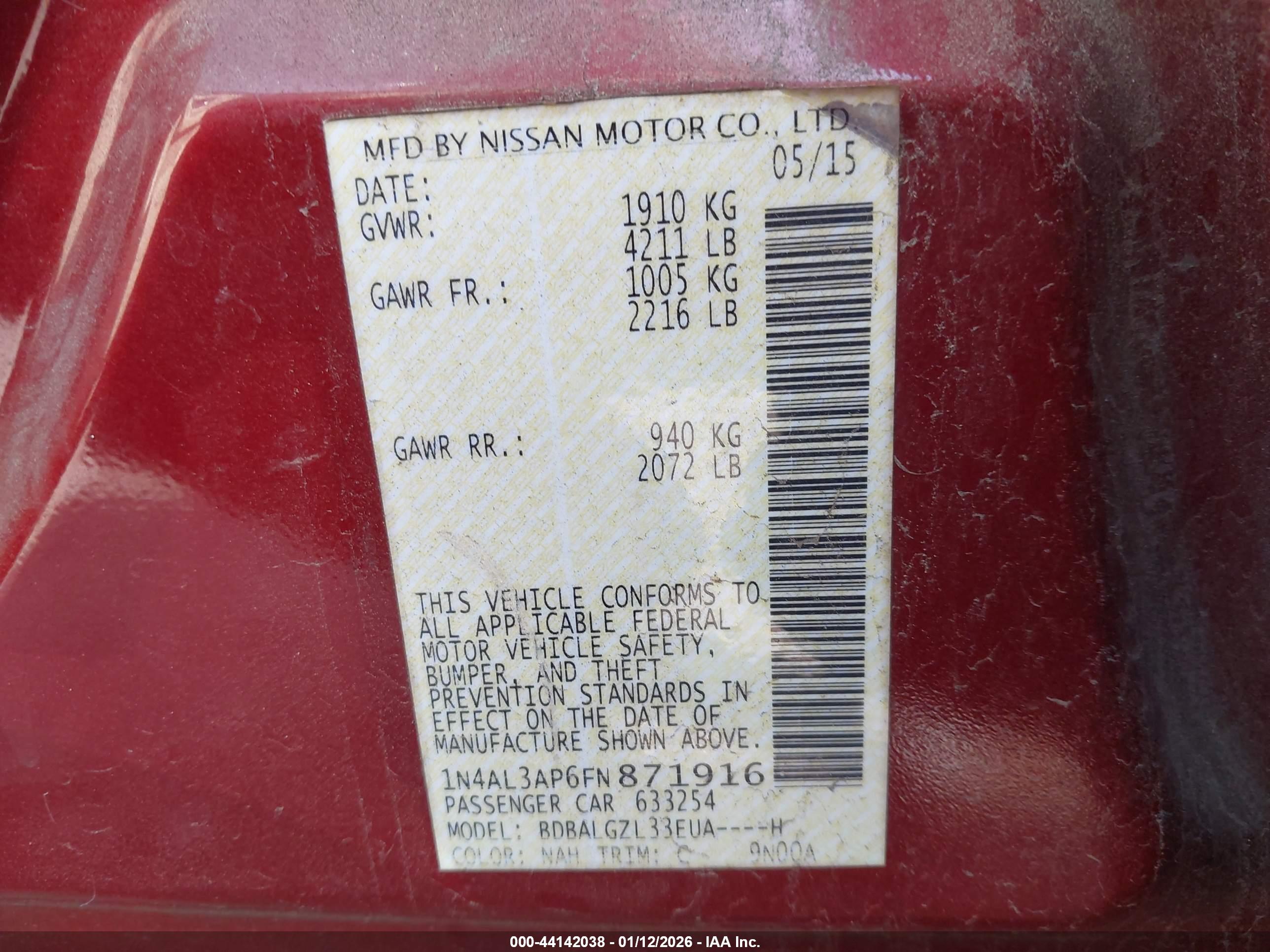 NISSAN ALTIMA image 9