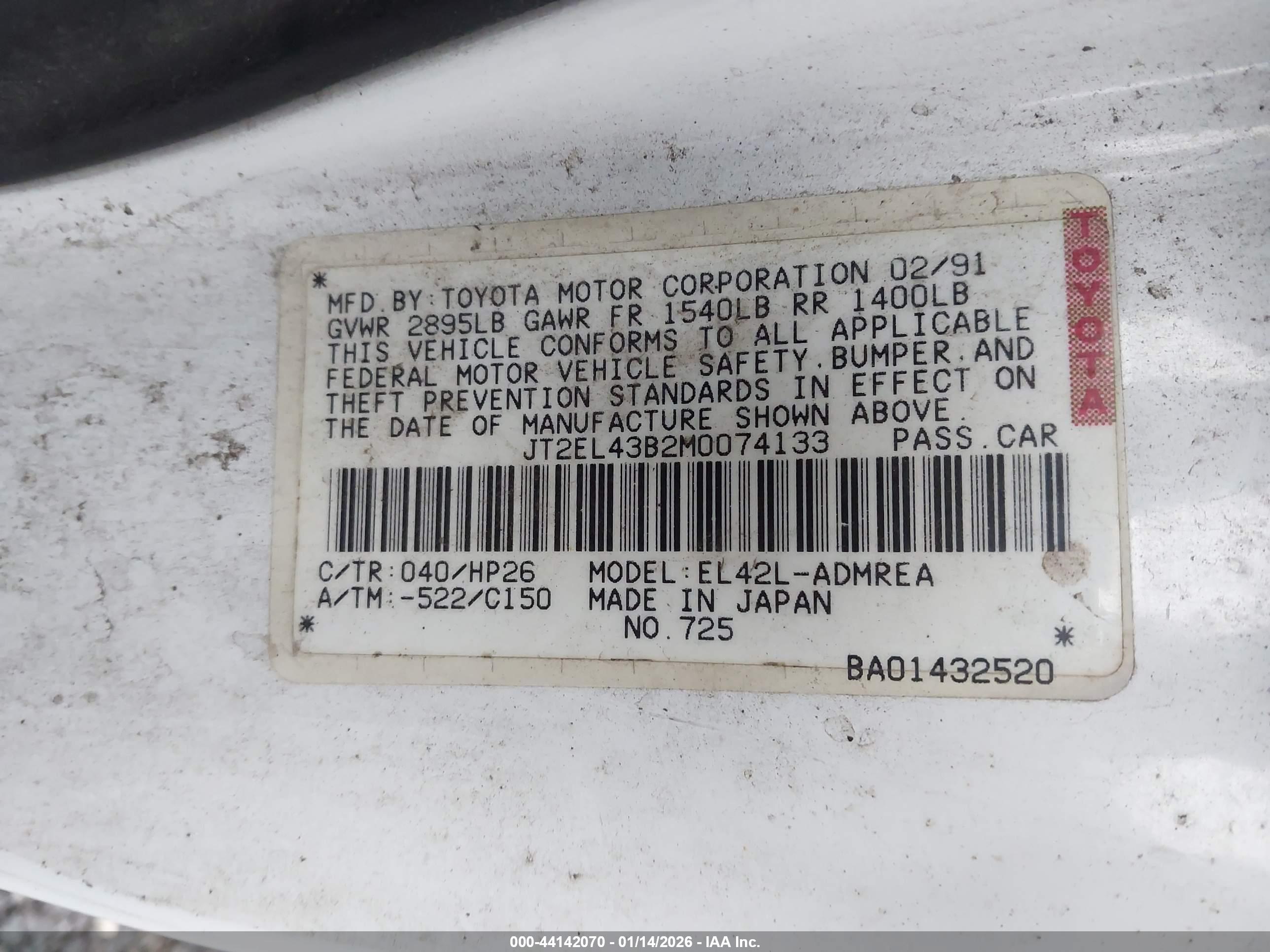 TOYOTA TERCEL image 9