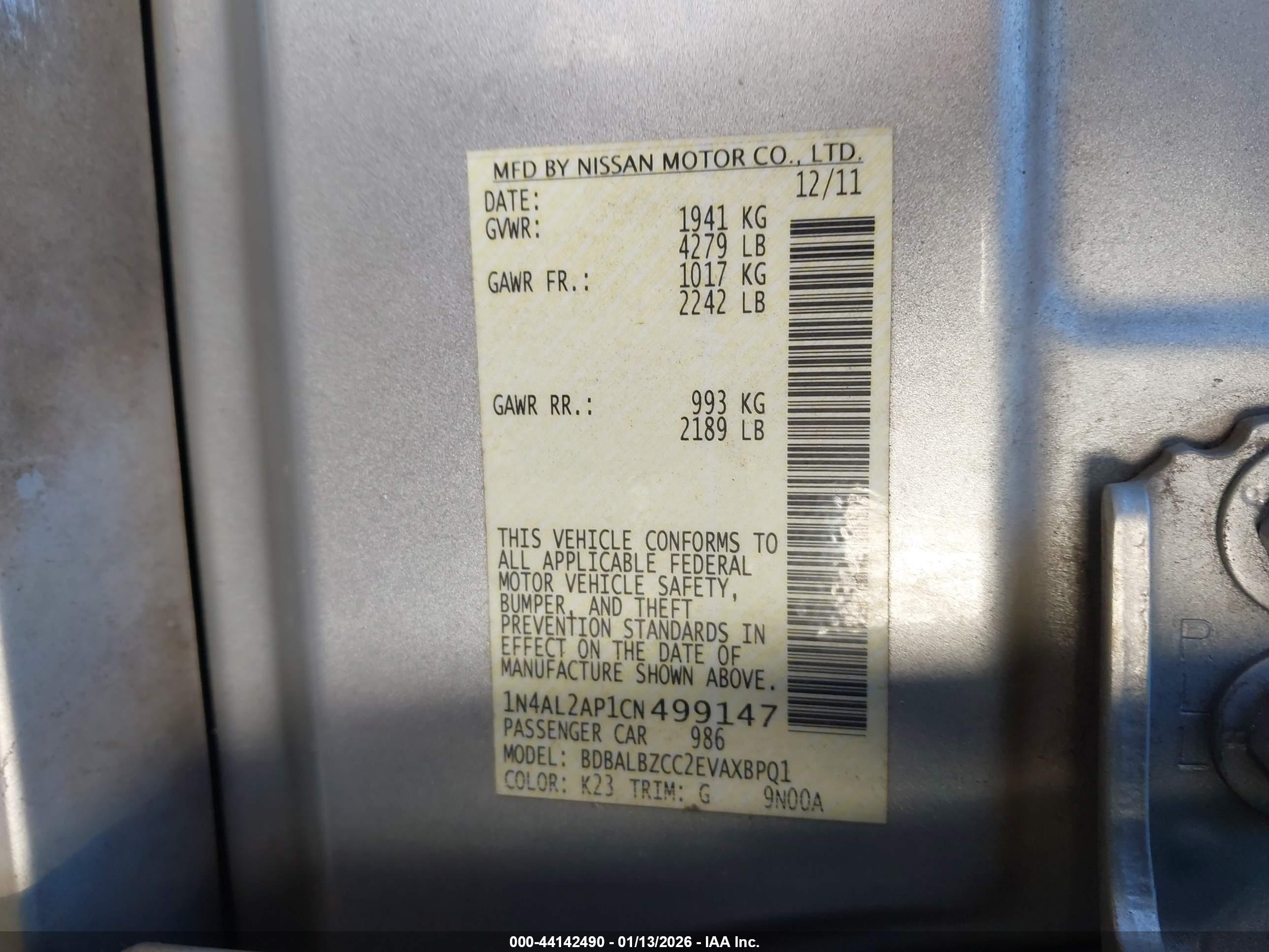 NISSAN ALTIMA image 9