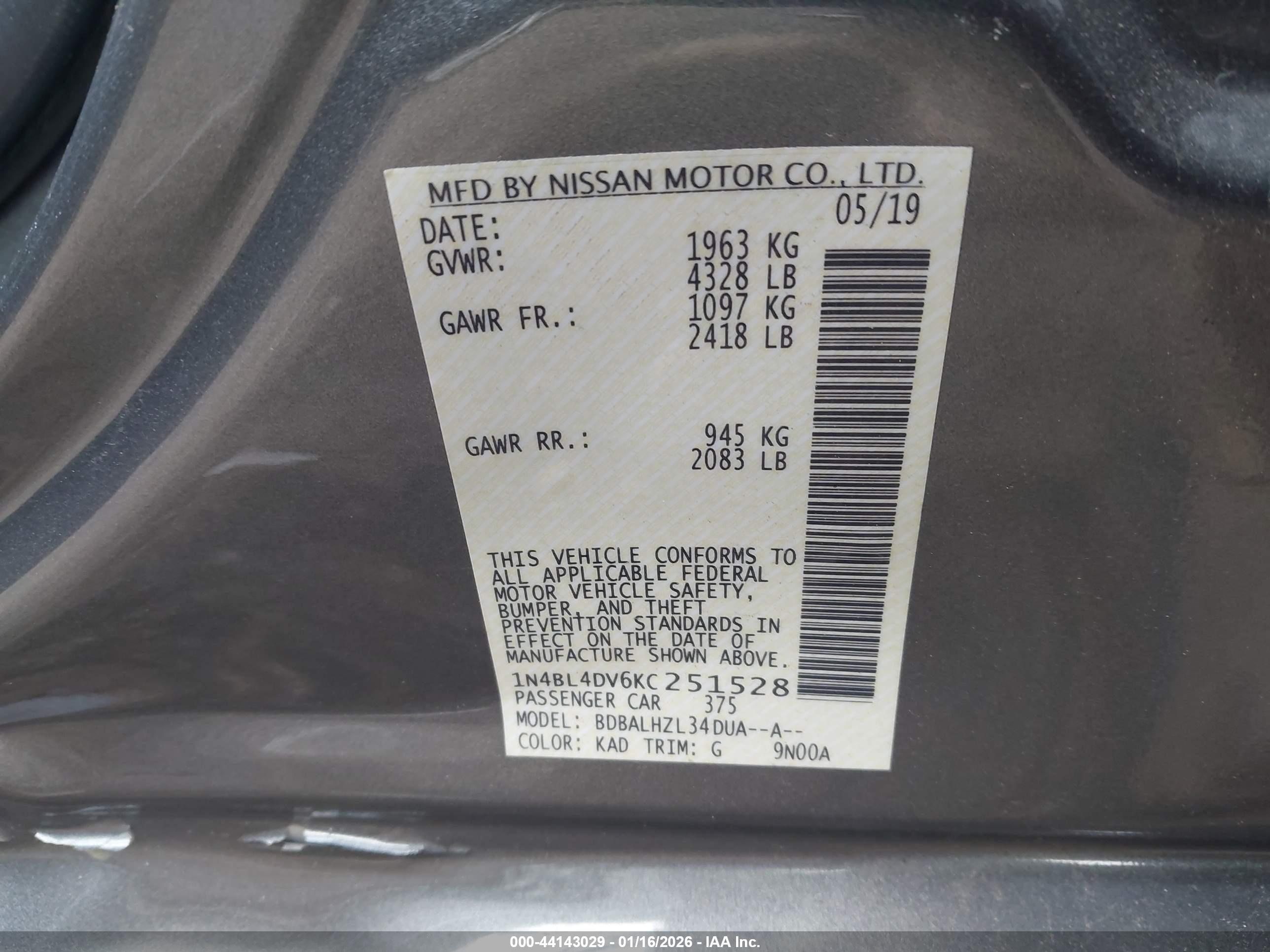 NISSAN ALTIMA image 9
