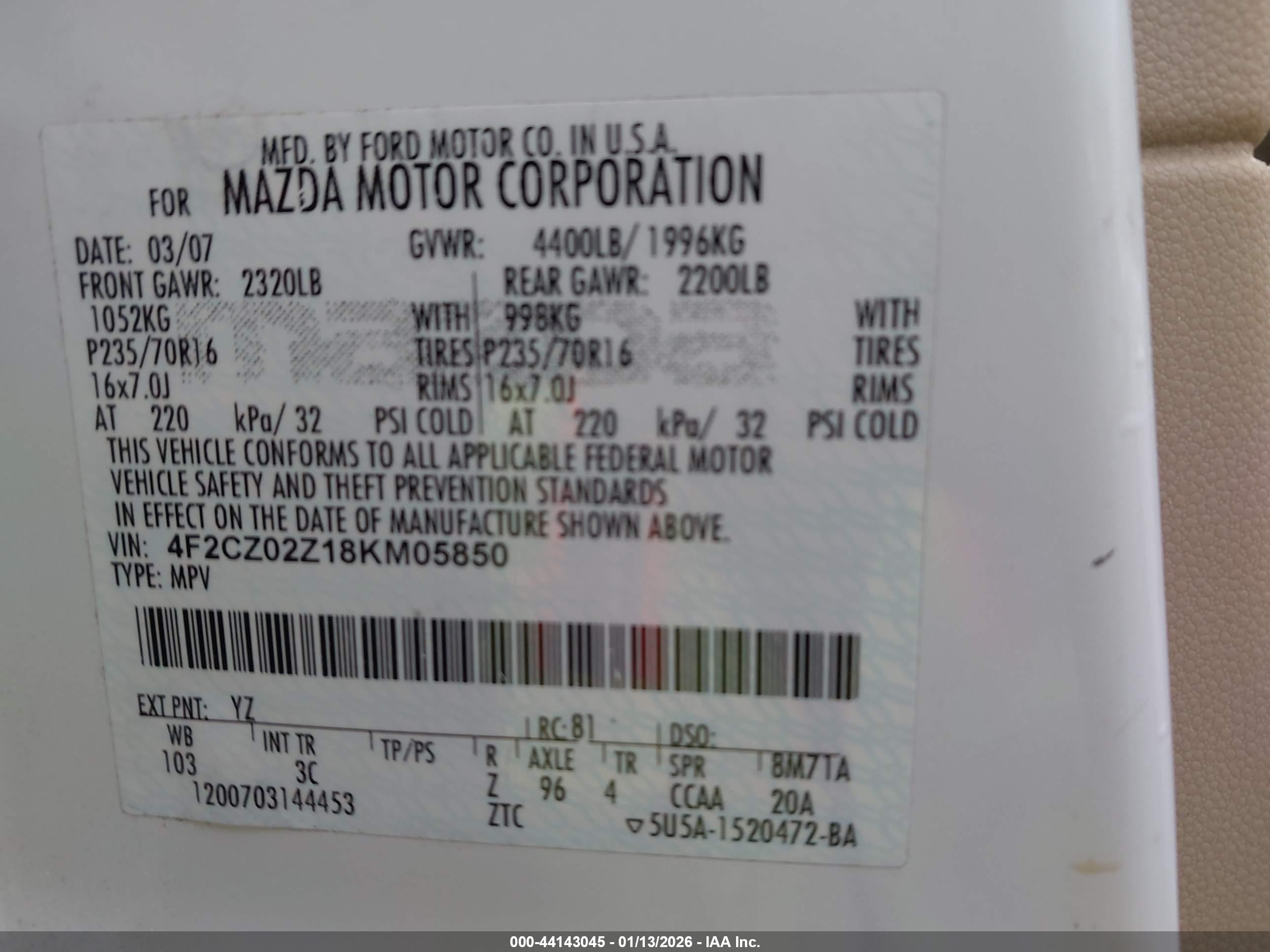 MAZDA TRIBUTE image 9