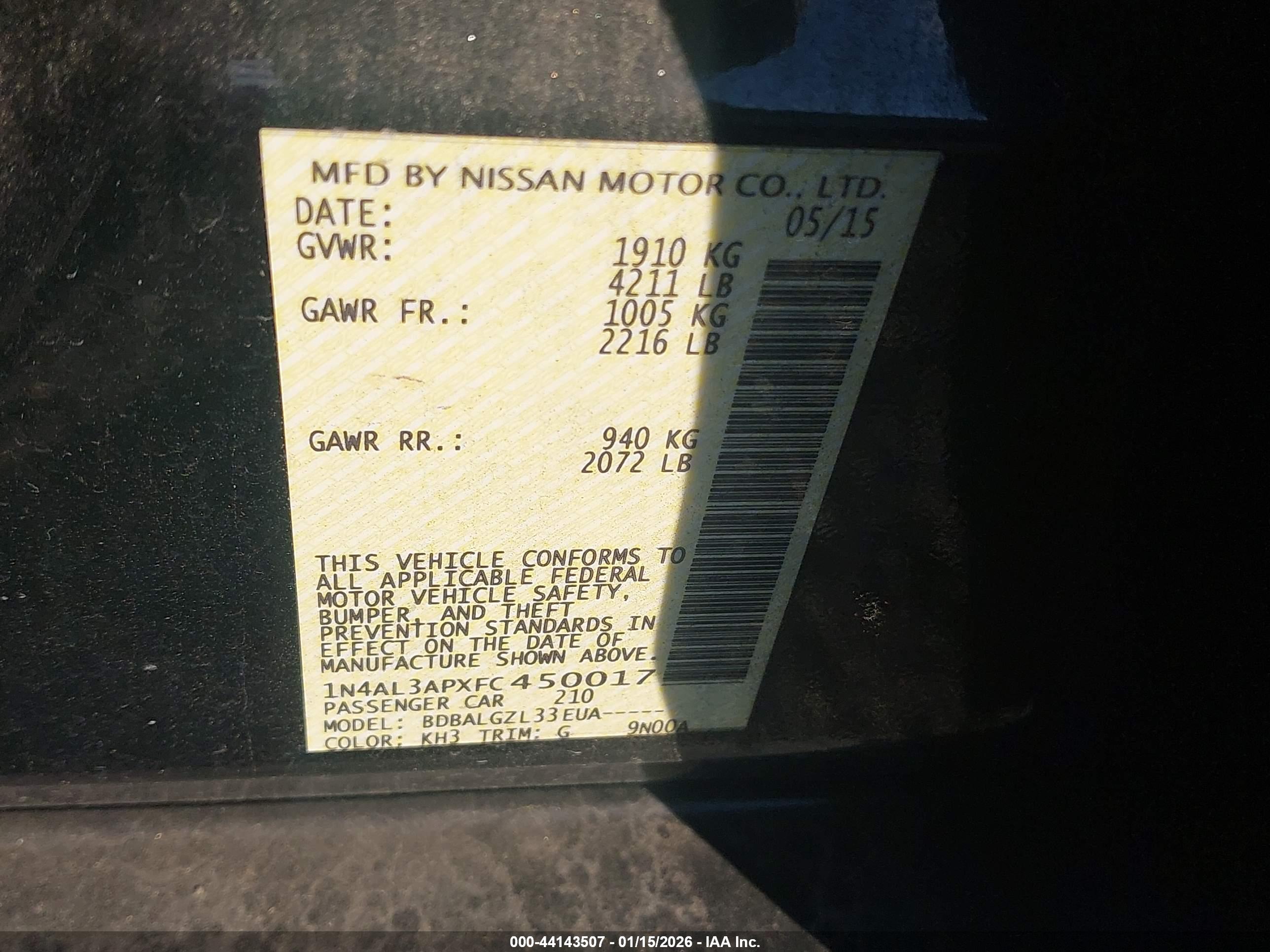 NISSAN ALTIMA image 9