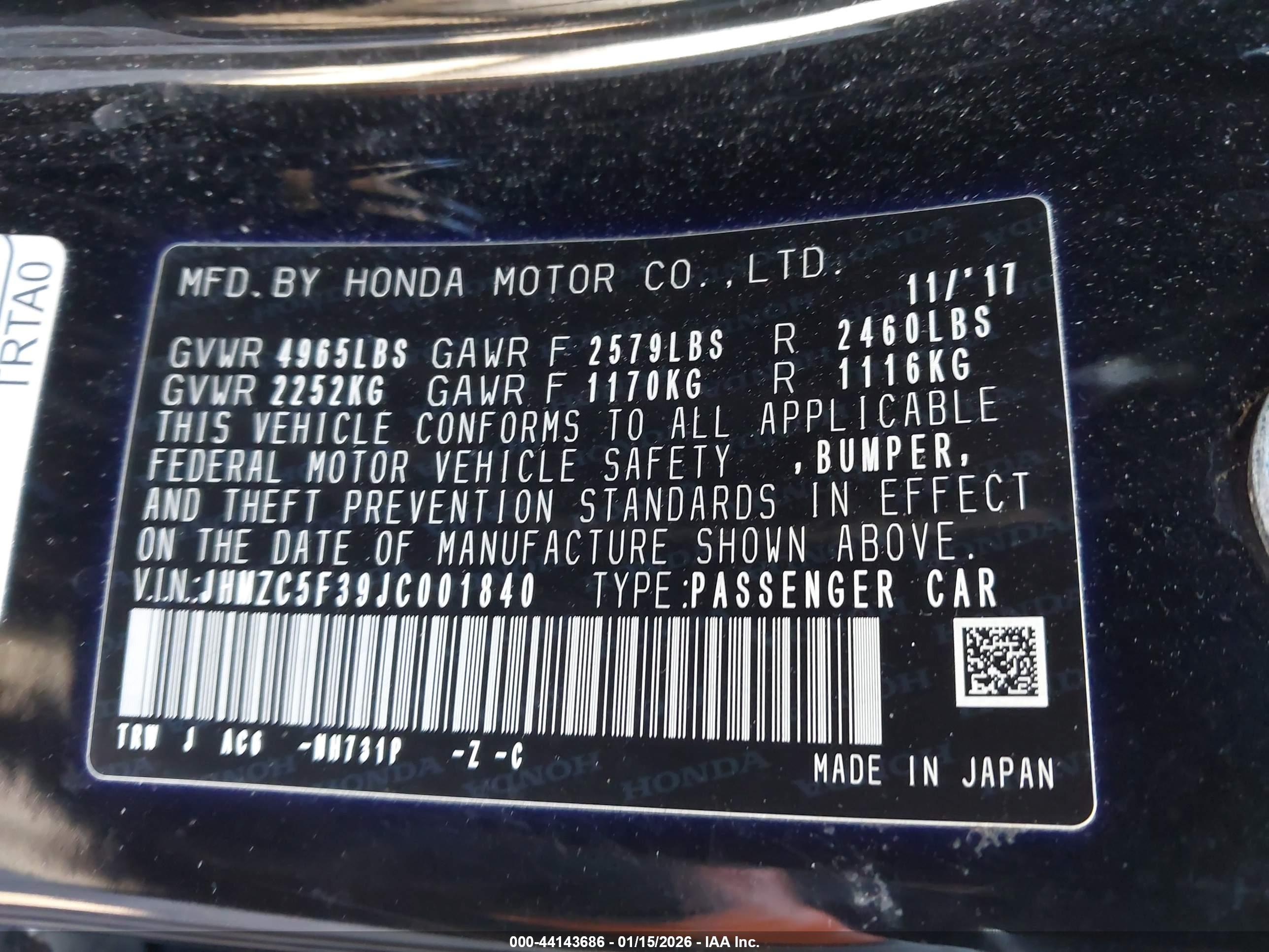 HONDA CLARITY image 9