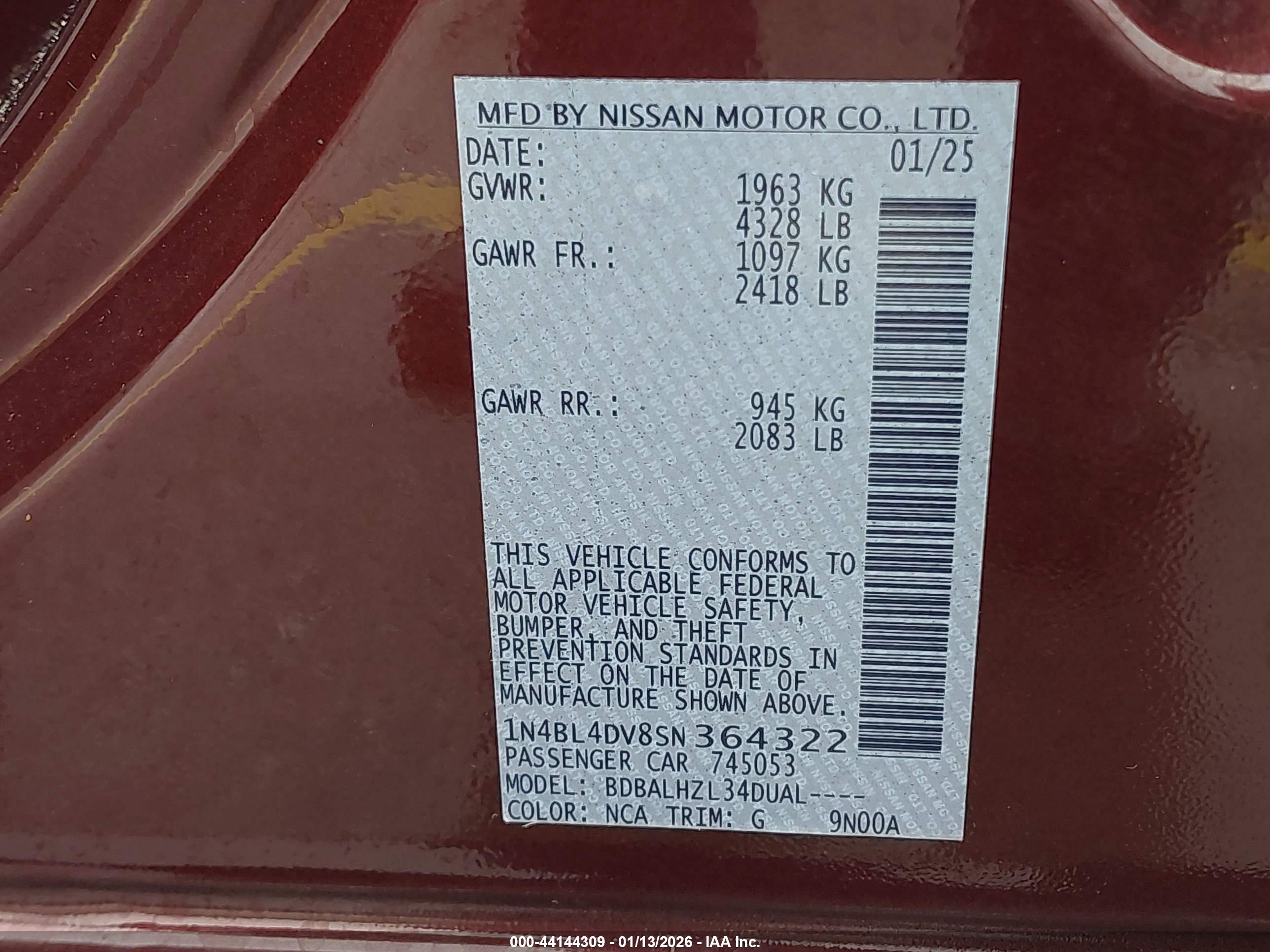 NISSAN ALTIMA image 9