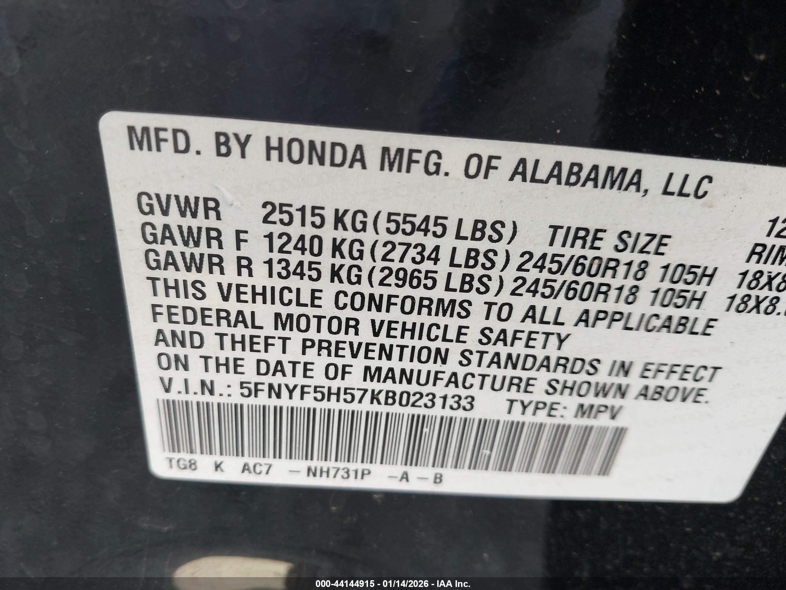 HONDA PILOT image 9