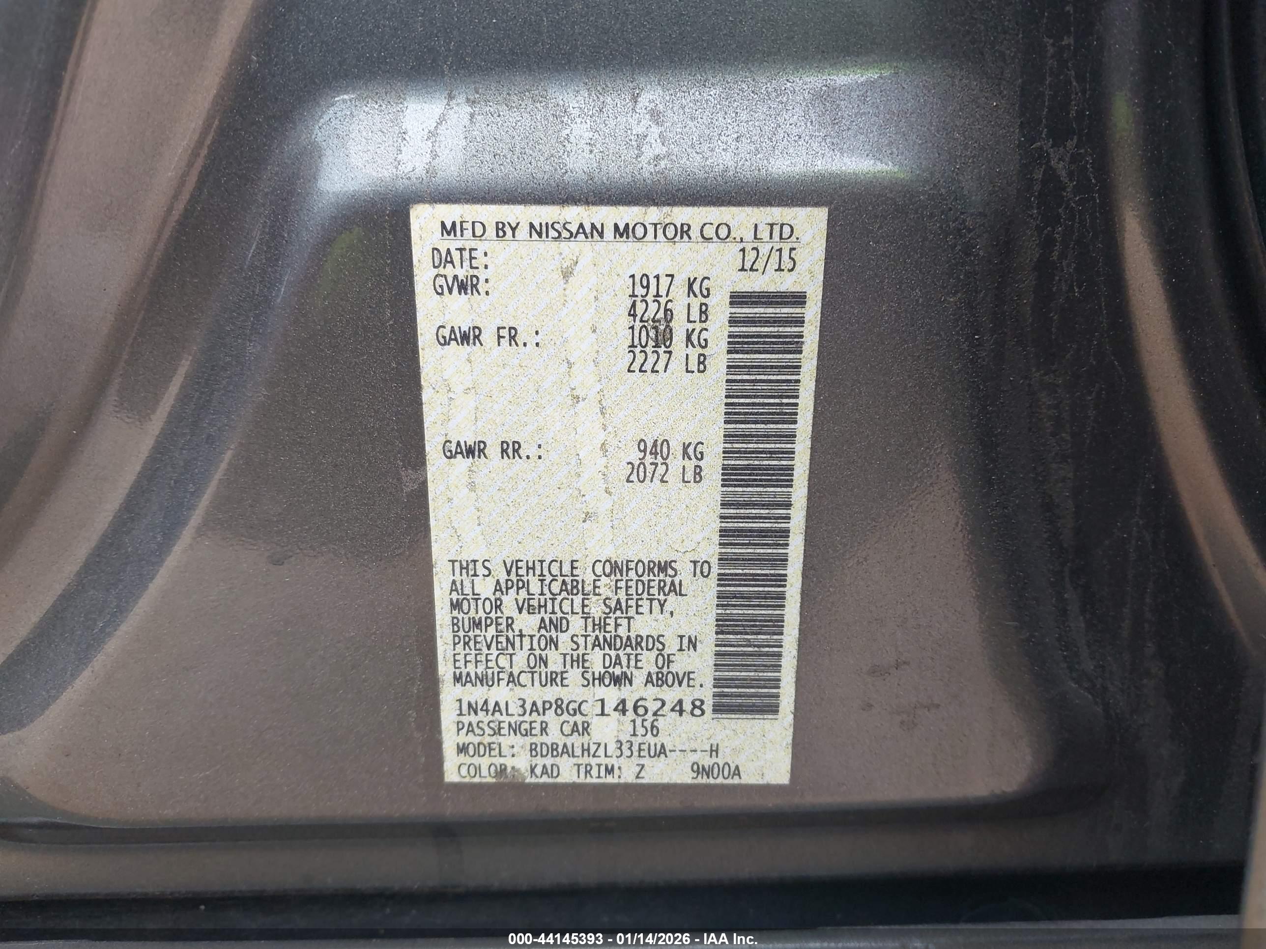 NISSAN ALTIMA image 9