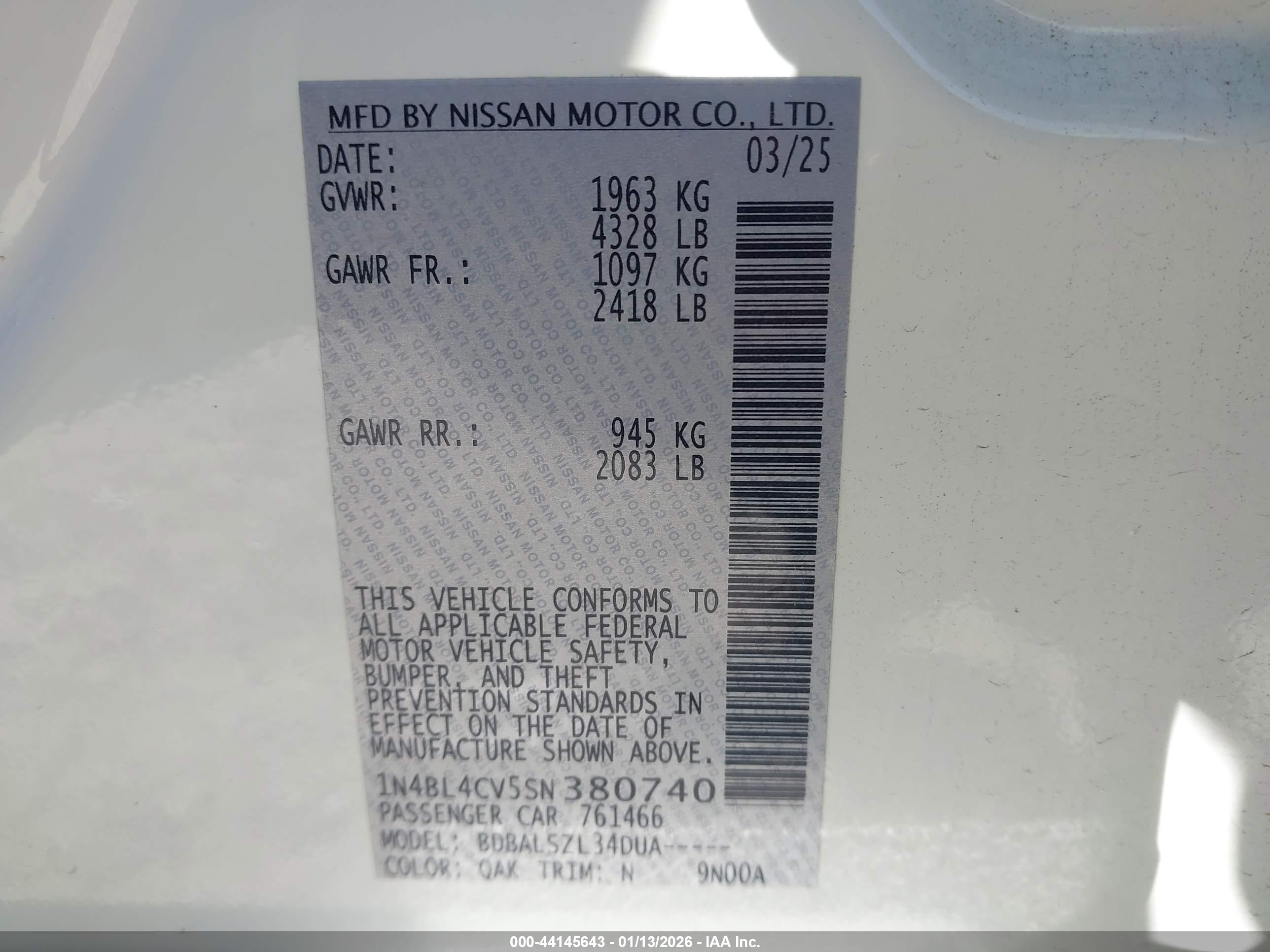 NISSAN ALTIMA image 9