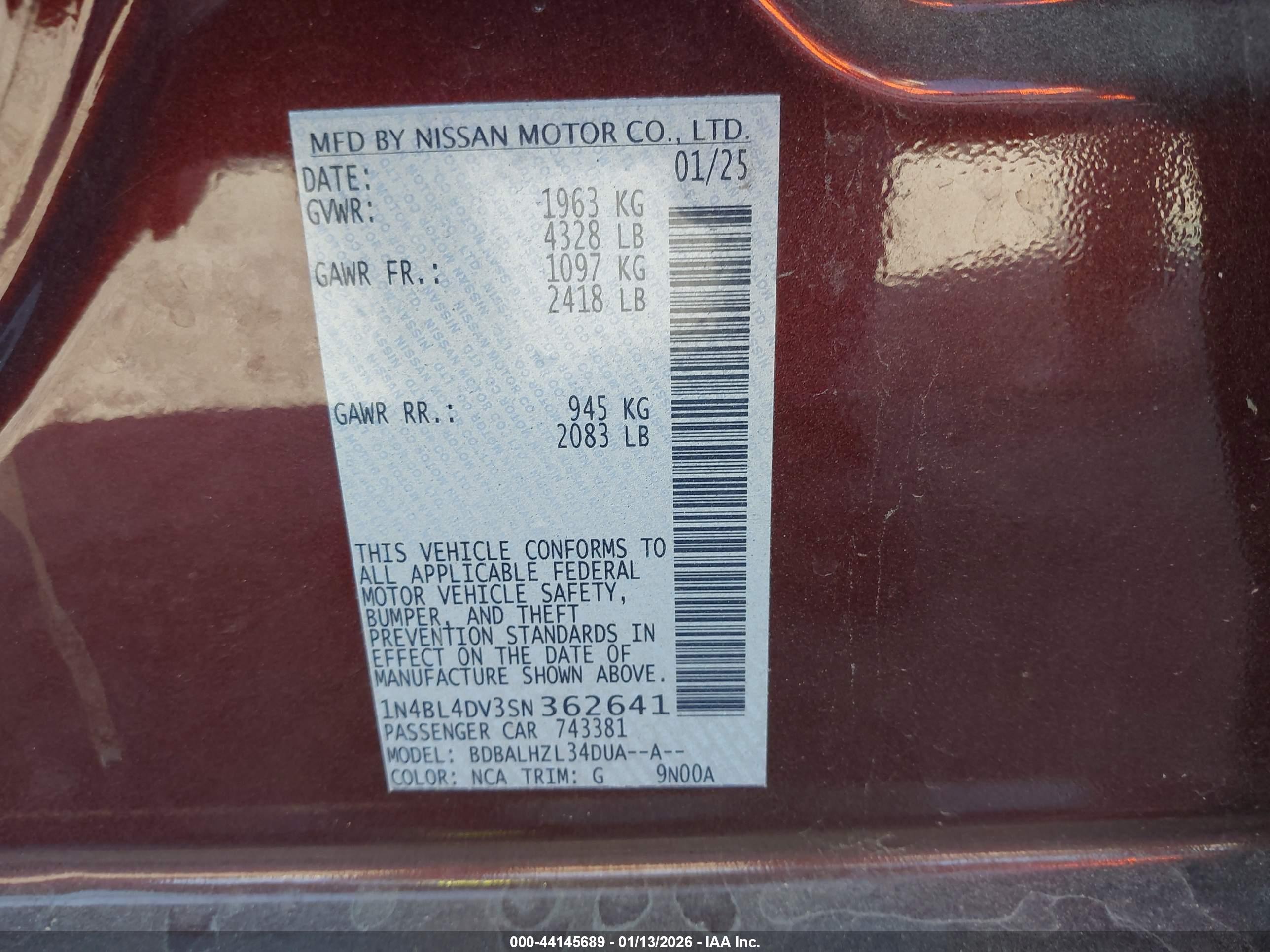 NISSAN ALTIMA image 9