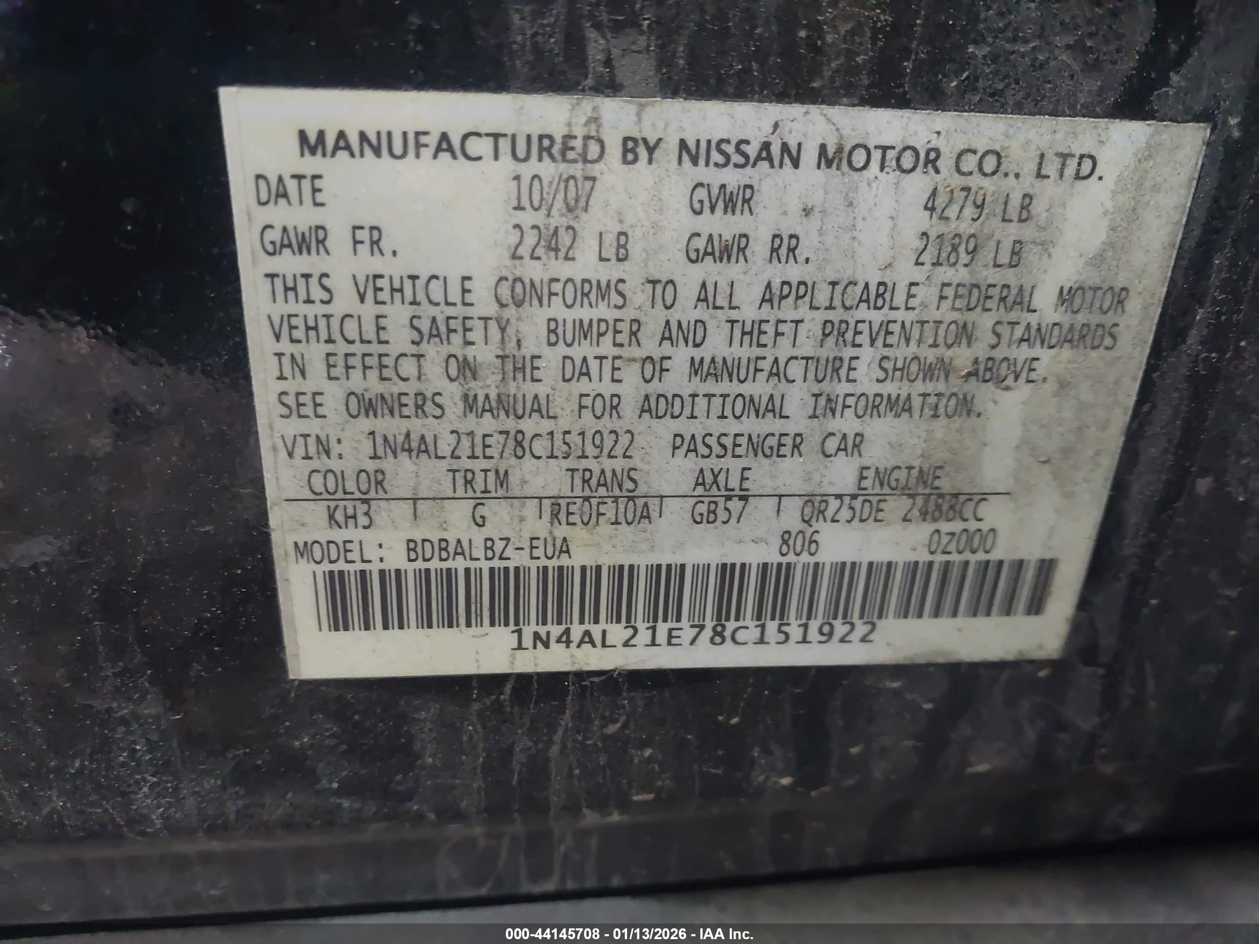 NISSAN ALTIMA image 9