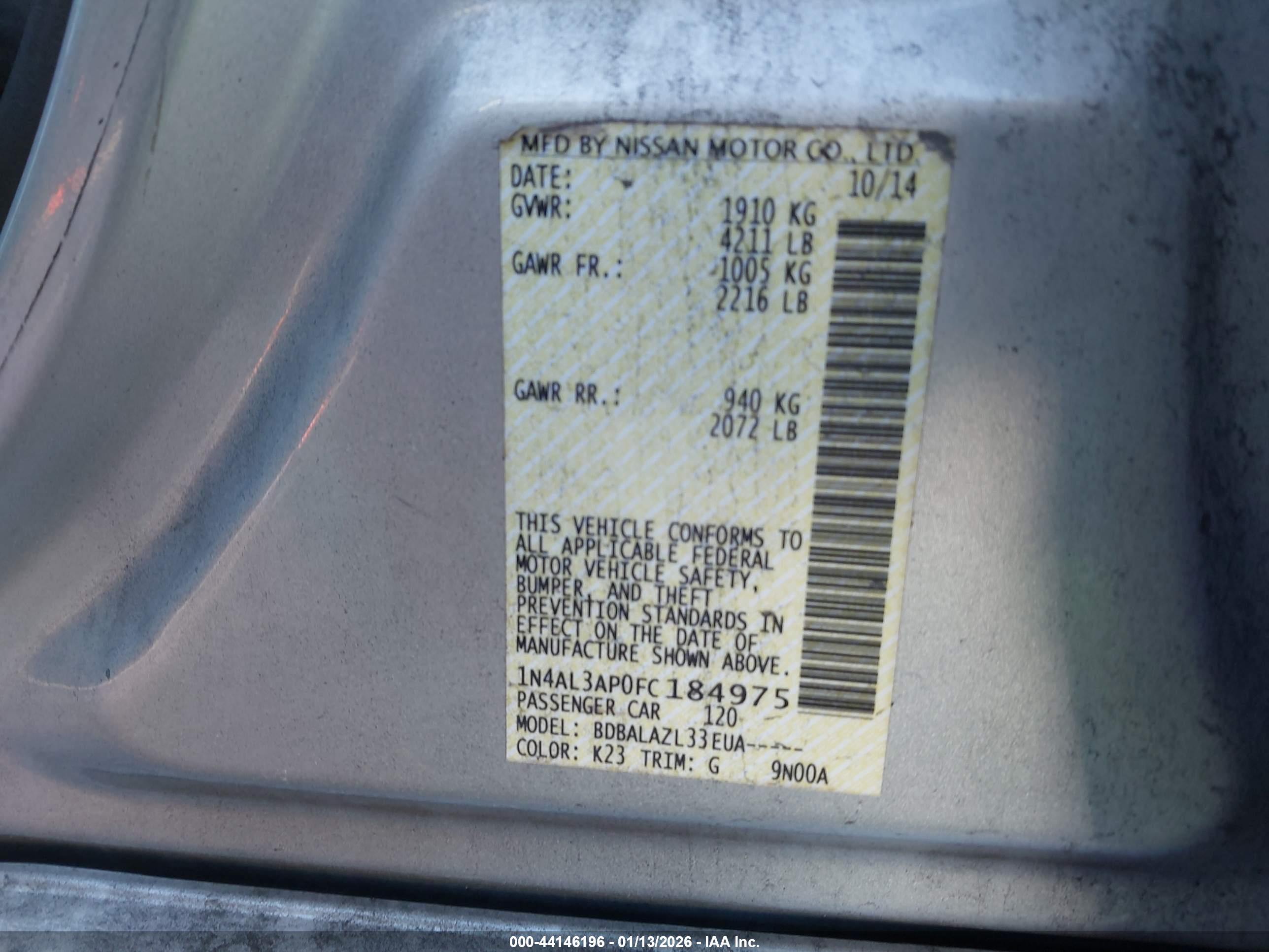 NISSAN ALTIMA image 9