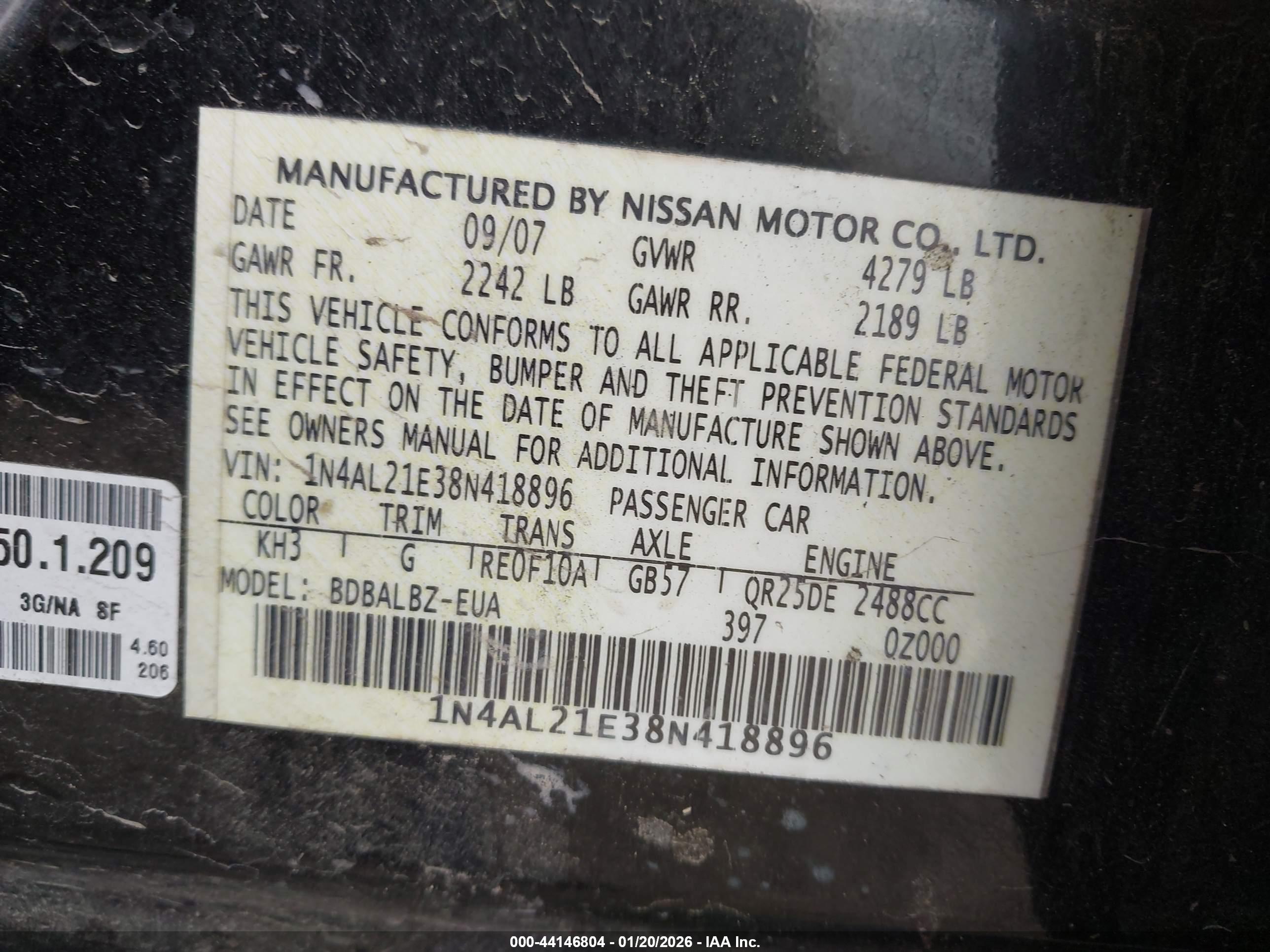 NISSAN ALTIMA image 9