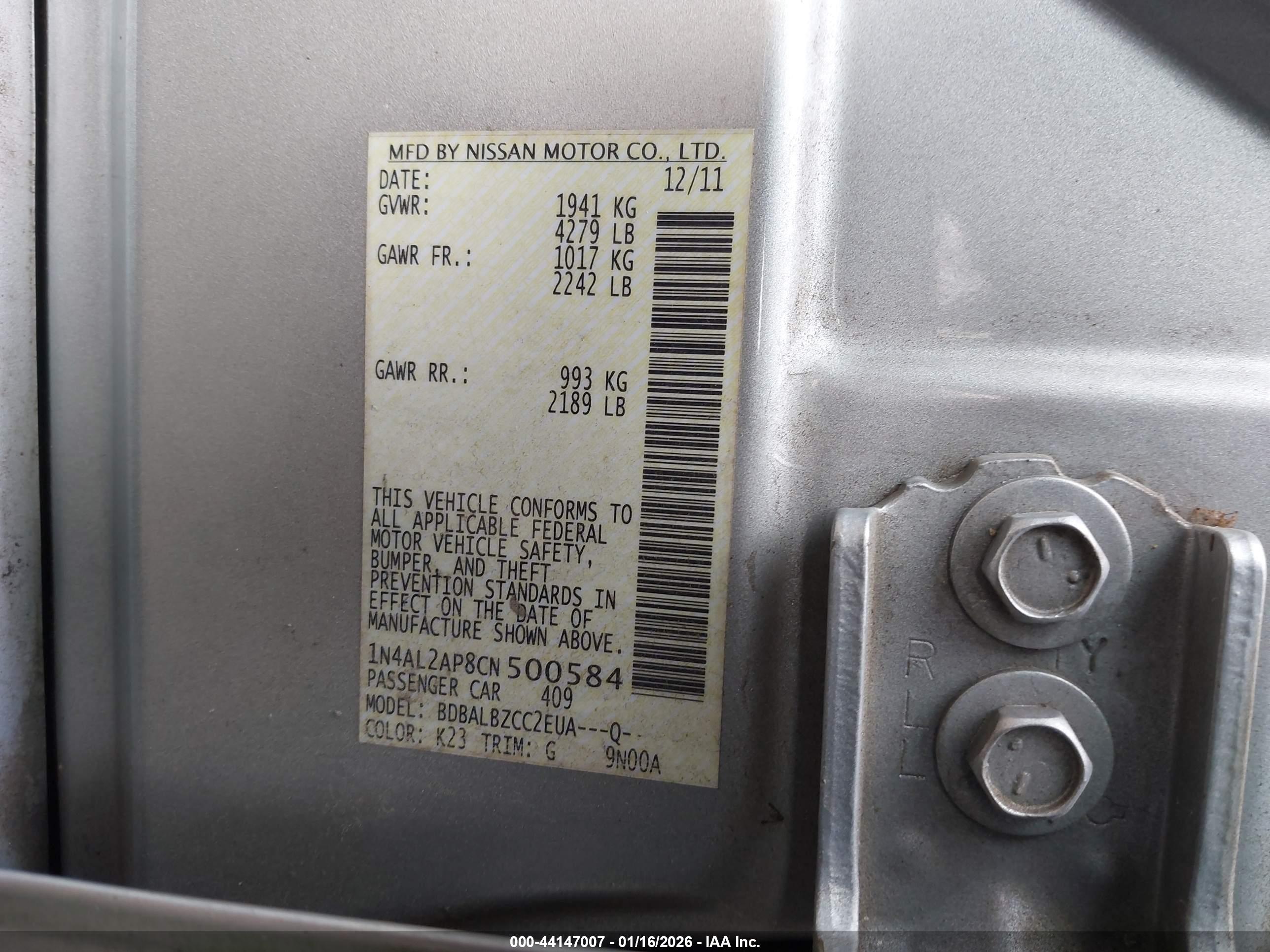 NISSAN ALTIMA image 9